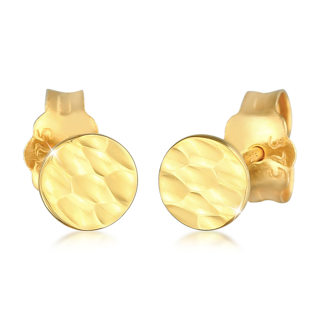 Gold Perhiasan Wanita Emas Asli 375 (9K) Anting Hammered Circle Round
