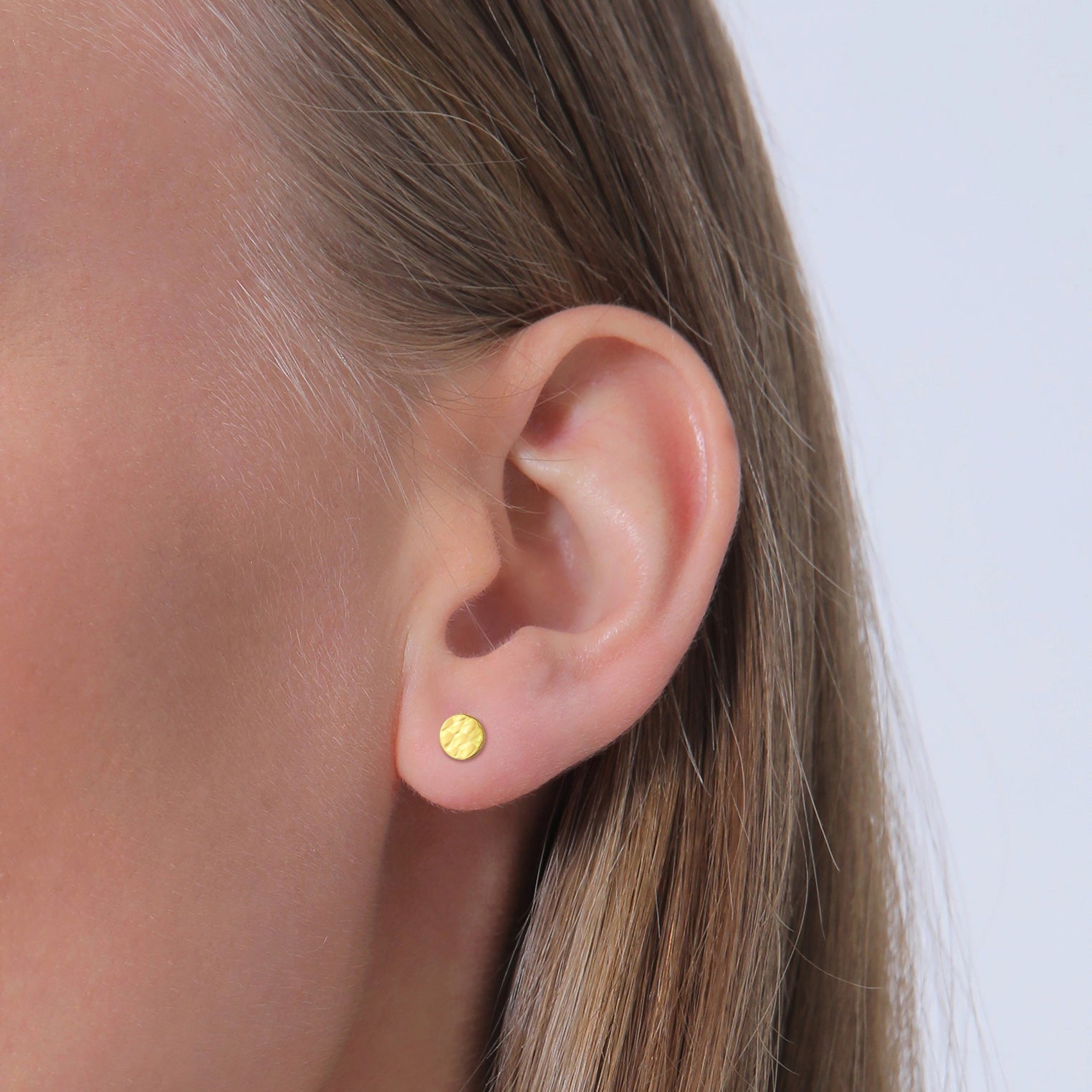 Gold Perhiasan Wanita Emas Asli 375 (9K) Anting Hammered Circle Round