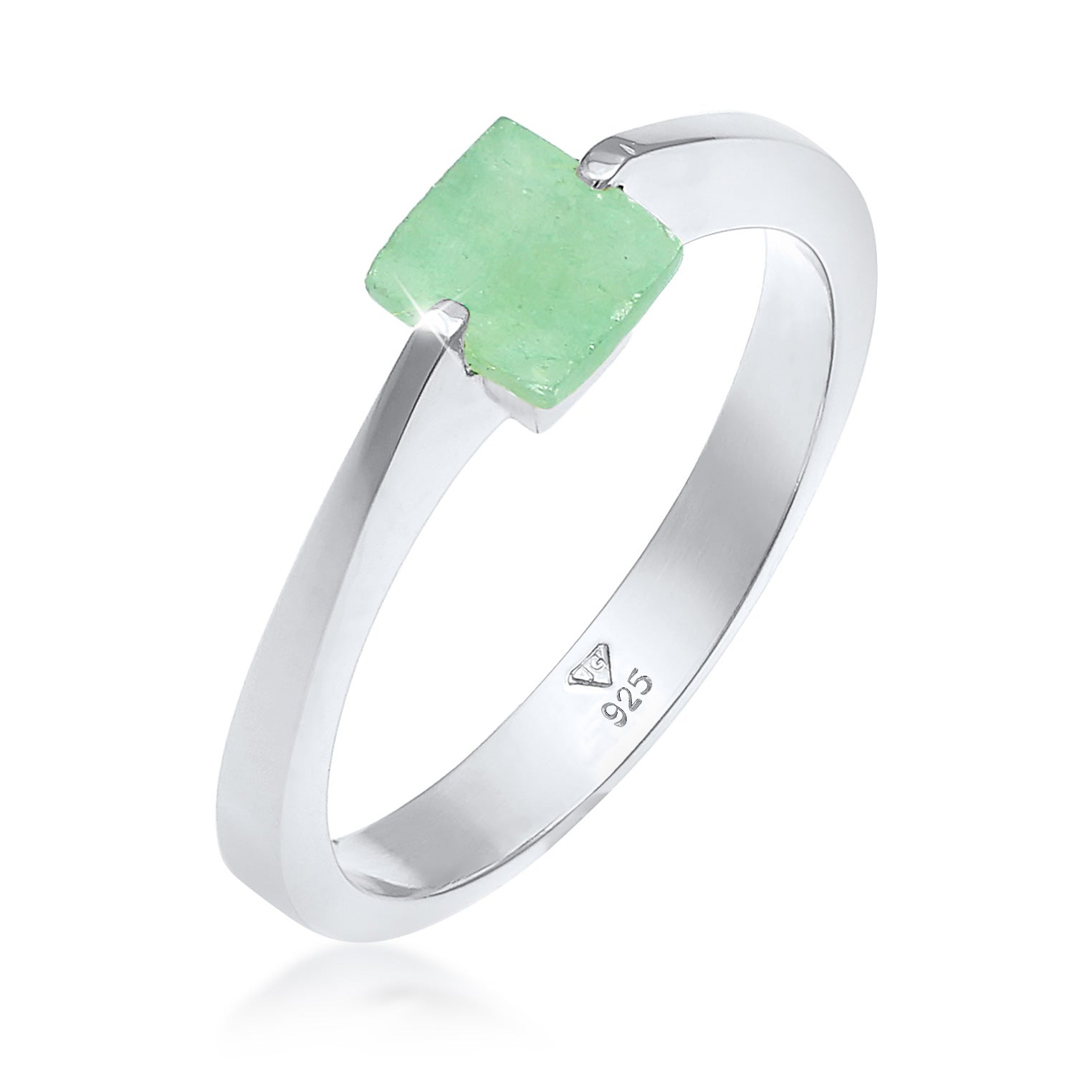 Silver Cincin Perhiasan Perak 925 Wanita Classic Pyramid Elegant Jade Gemstone