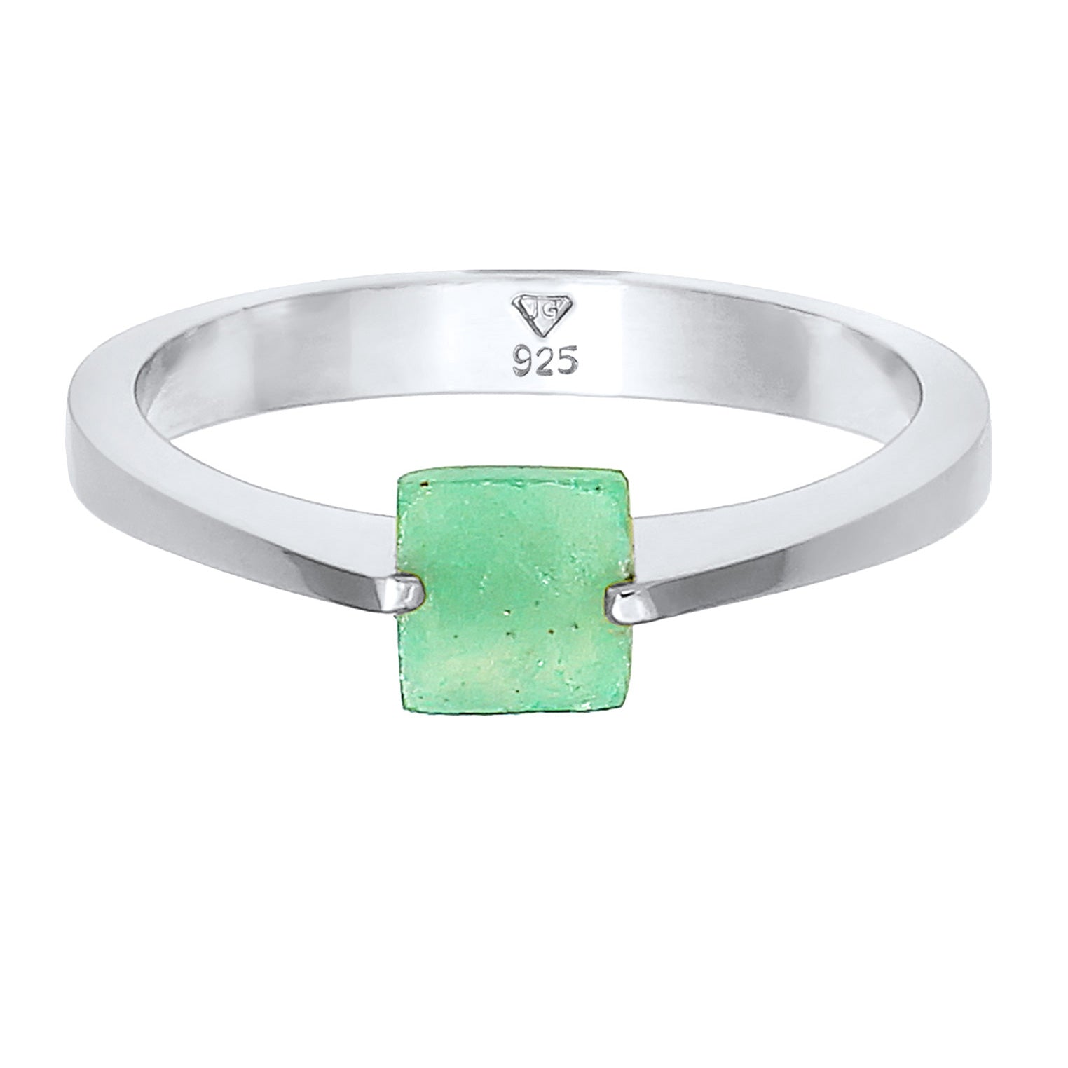 Silver Cincin Perhiasan Perak 925 Wanita Classic Pyramid Elegant Jade Gemstone