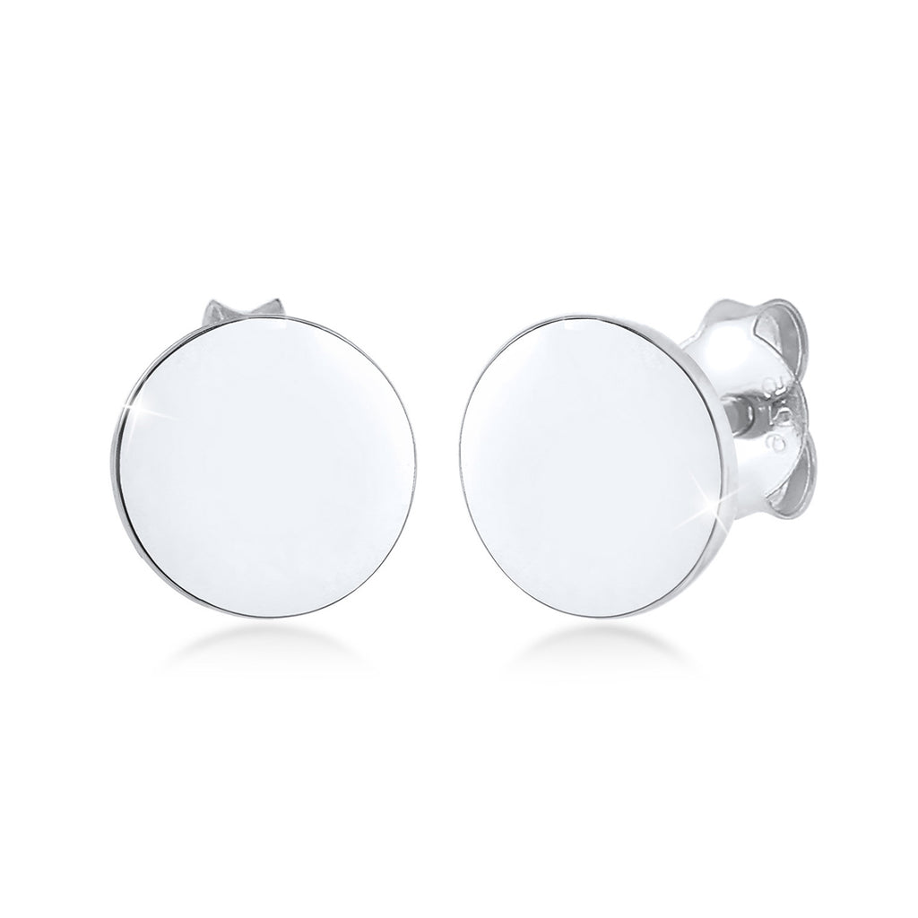 Silver Perhiasan Wanita Perak Asli - Silver Anting Stud Round Shine Basic