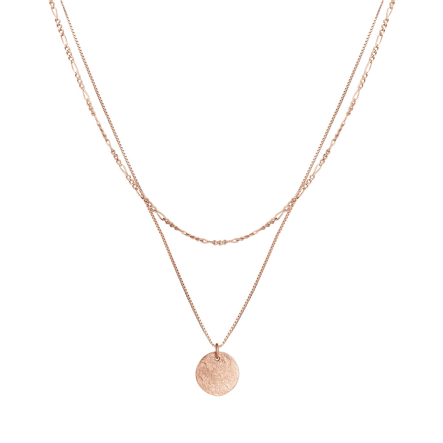 Rosegold Perhiasan Wanita Perak Asli - Silver Kalung  Layer Platelet Boho Lapis Rosegold