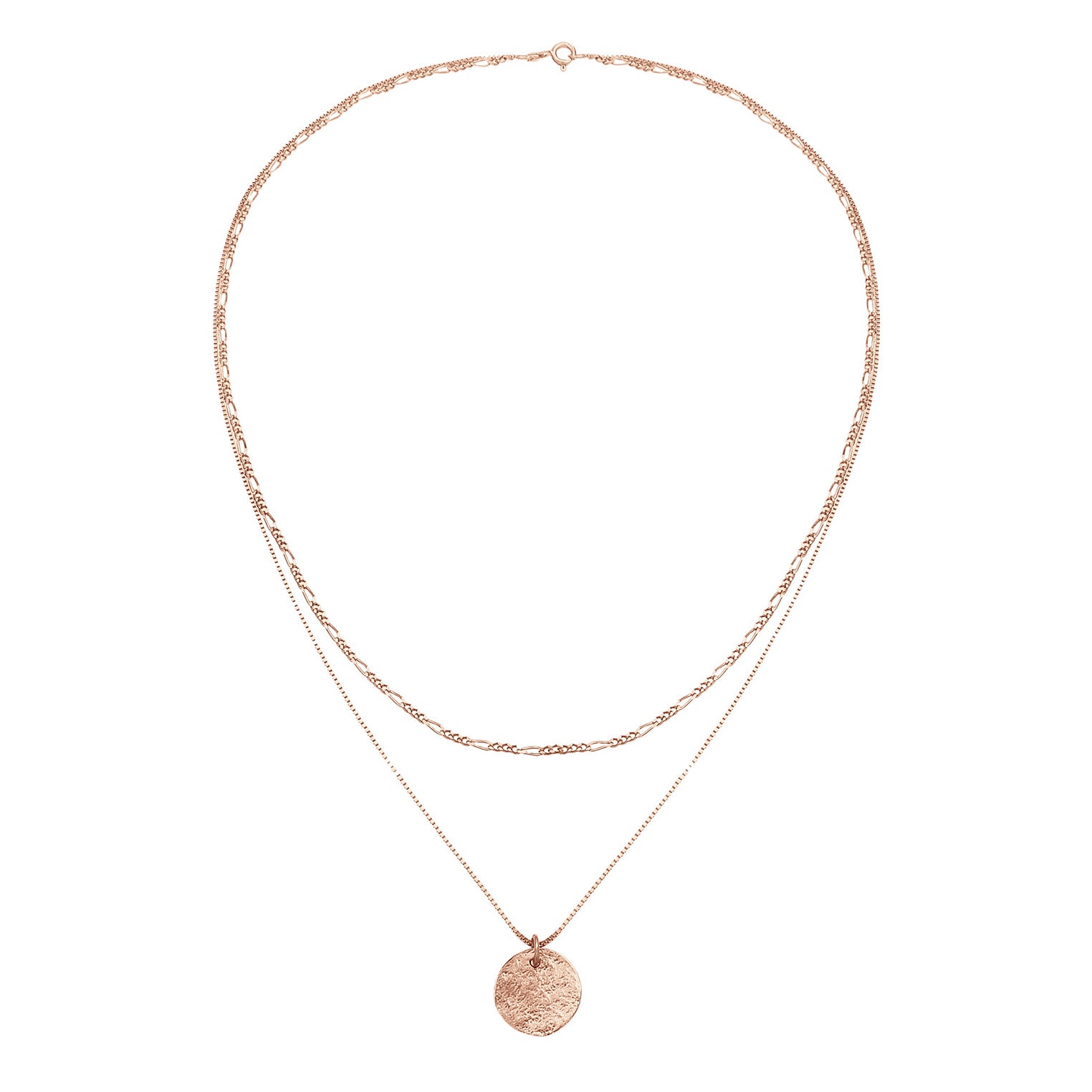Rosegold Perhiasan Wanita Perak Asli - Silver Kalung  Layer Platelet Boho Lapis Rosegold