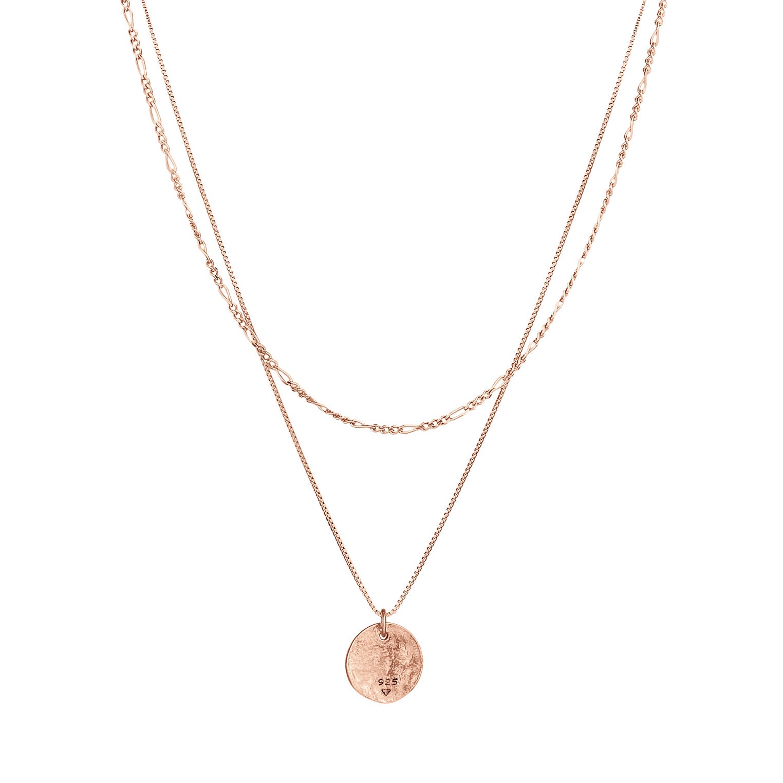 Rosegold Perhiasan Wanita Perak Asli - Silver Kalung  Layer Platelet Boho Lapis Rosegold