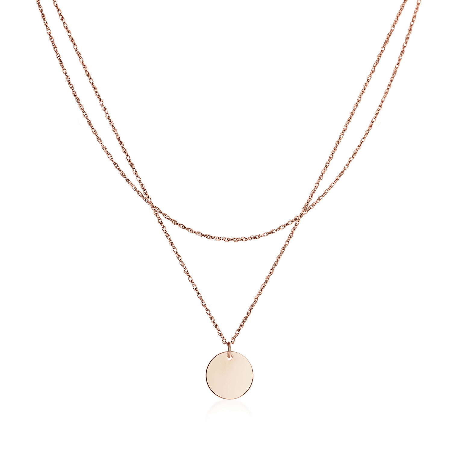 Rosegold Perhiasan Wanita Perak Asli - Silver Kalung  Plate Circle Lapis Emas