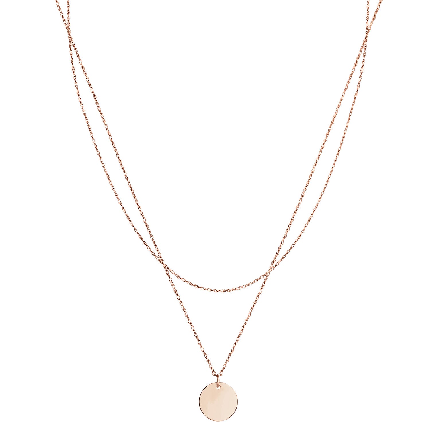Rosegold Perhiasan Wanita Perak Asli - Silver Kalung  Plate Circle Lapis Emas