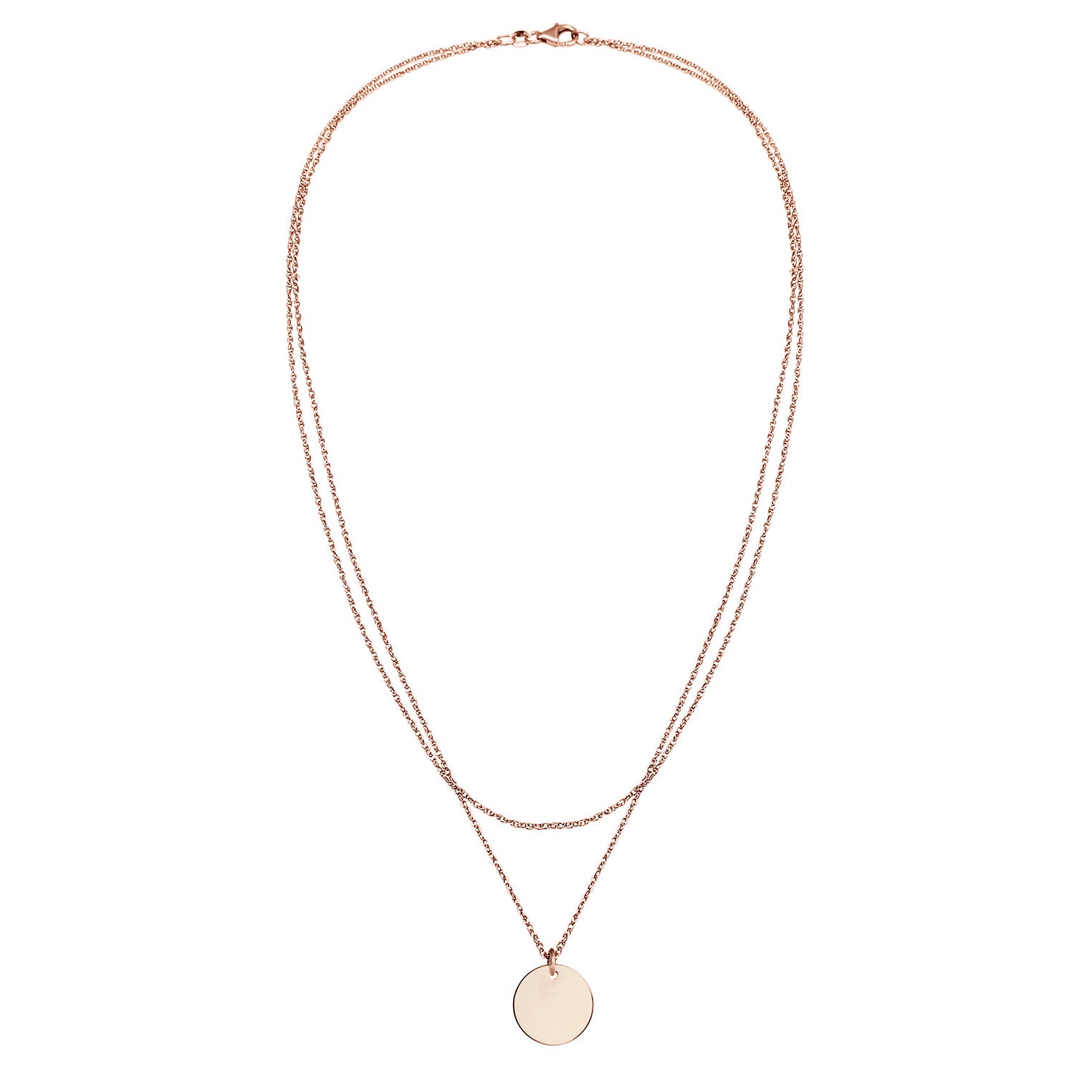 Rosegold Perhiasan Wanita Perak Asli - Silver Kalung  Plate Circle Lapis Emas