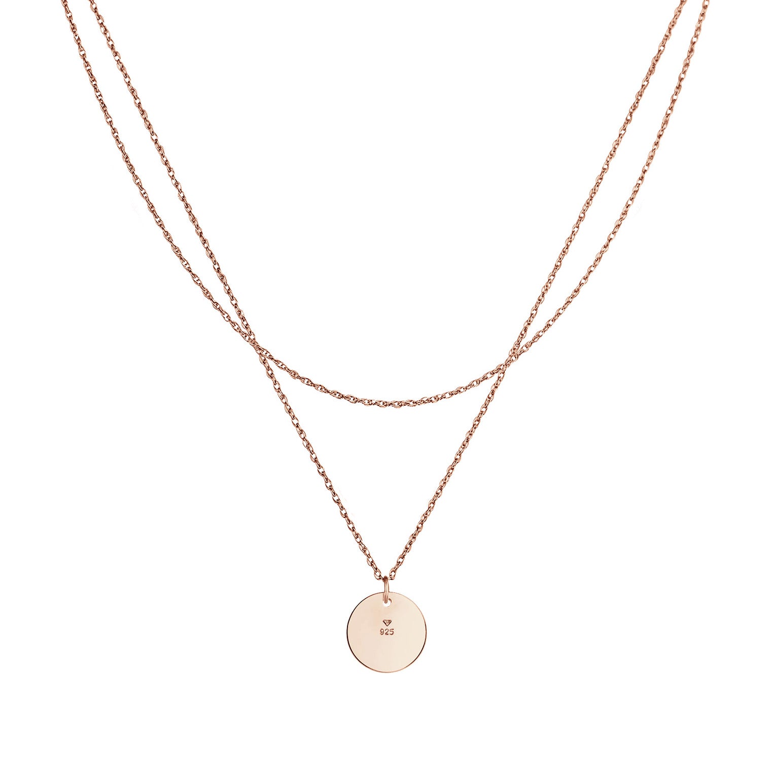 Rosegold Perhiasan Wanita Perak Asli - Silver Kalung  Plate Circle Lapis Emas