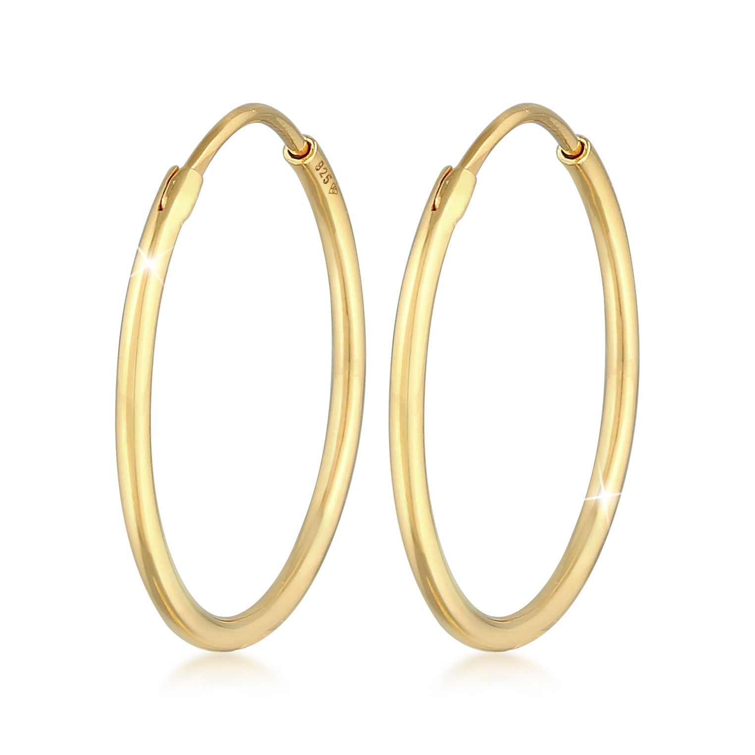 Gold Perhiasan Wanita Perak Asli - Silver Anting Creoles Round Basic Classic Gold Plated