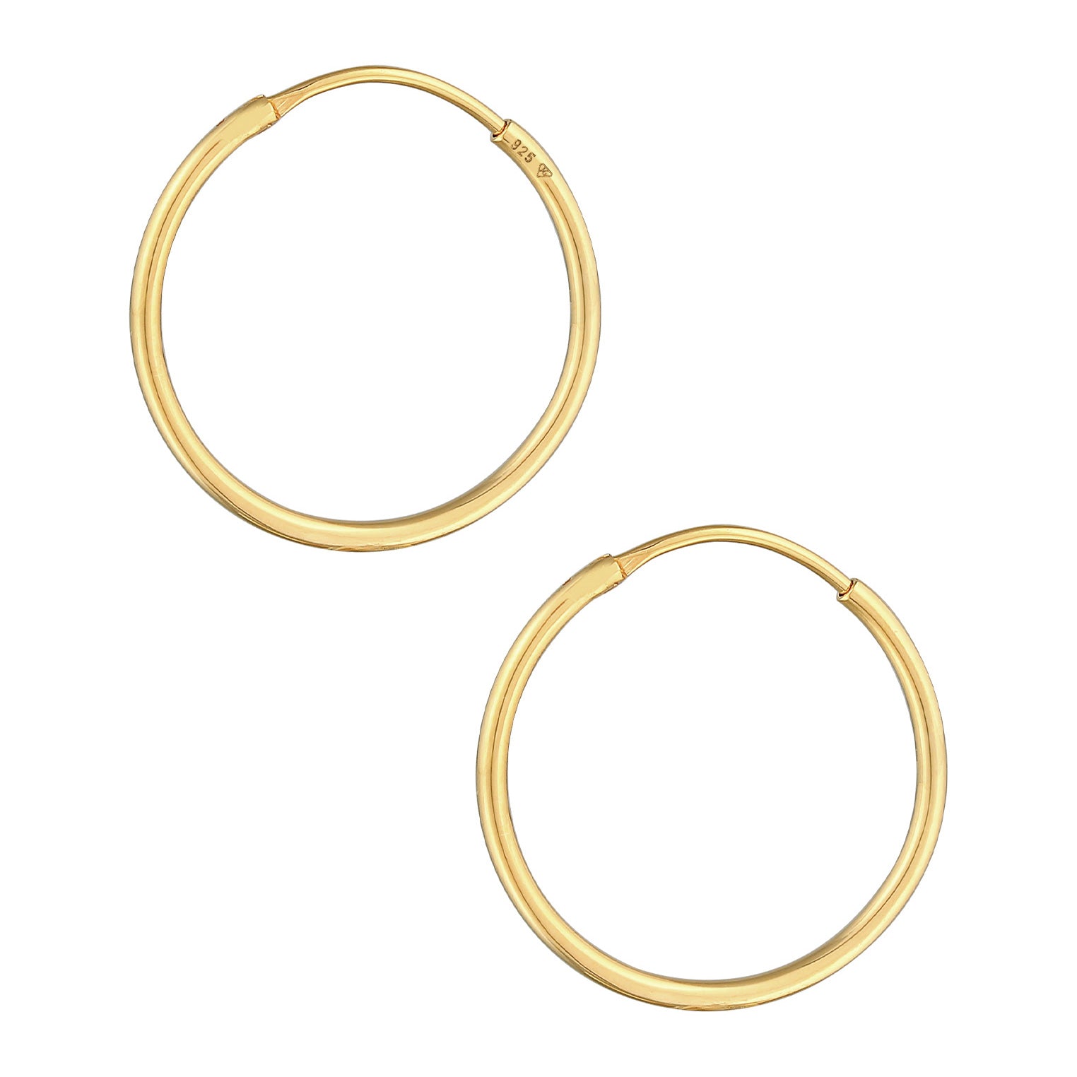 Gold Perhiasan Wanita Perak Asli - Silver Anting Creoles Round Basic Classic Gold Plated