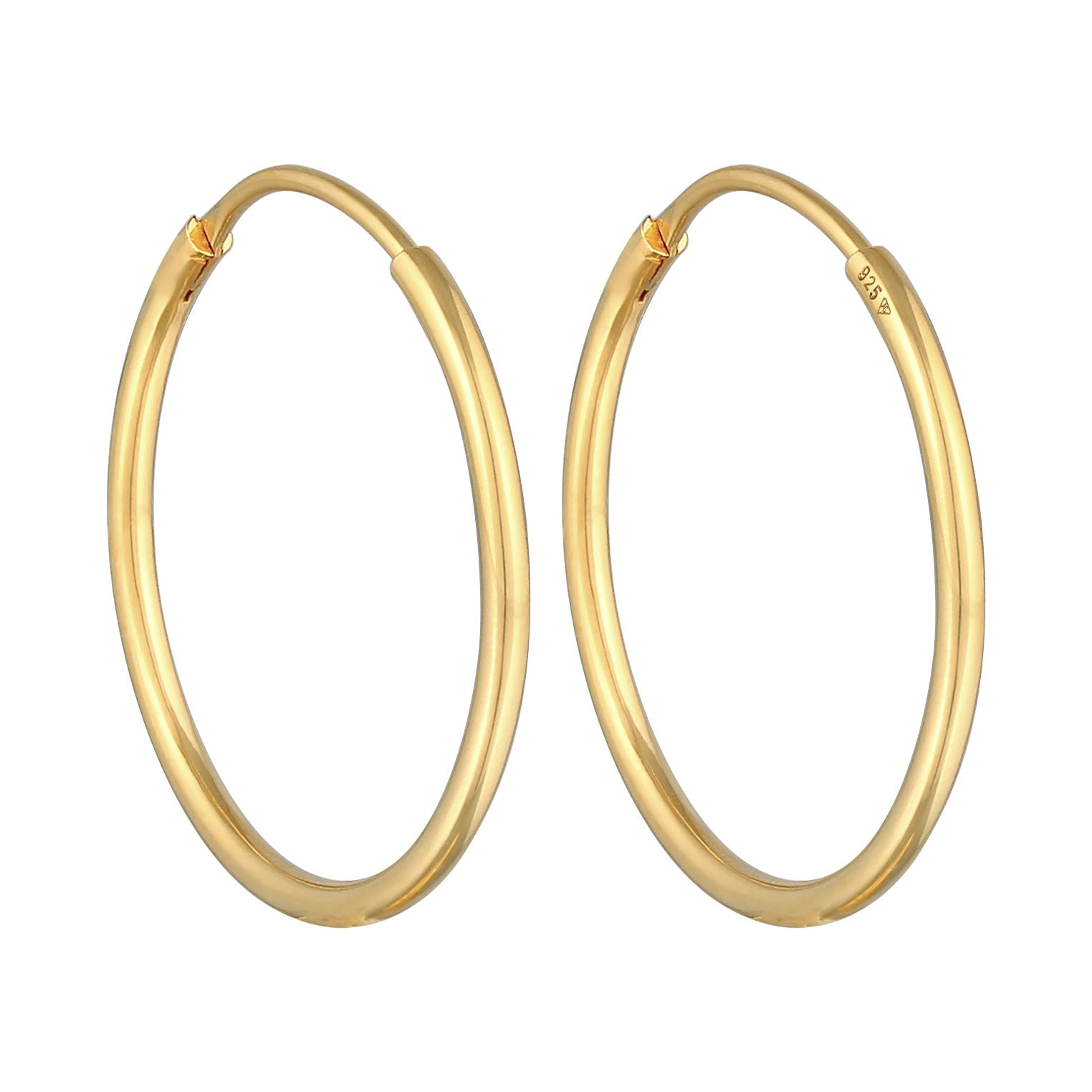 Gold Perhiasan Wanita Perak Asli - Silver Anting Creoles Round Basic Classic Gold Plated
