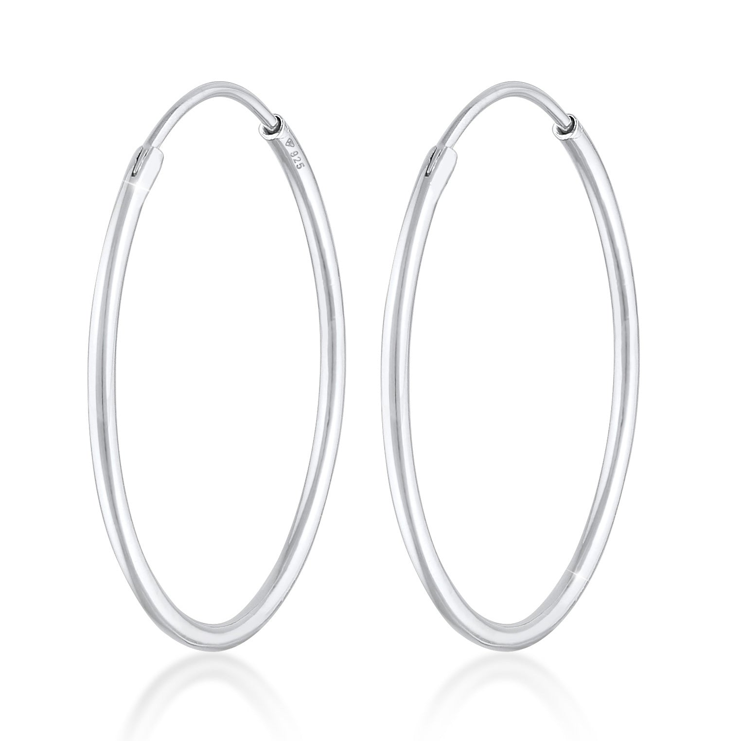 Silver Perhiasan Wanita Perak Asli - Silver Anting Creoles Round Basic Classic