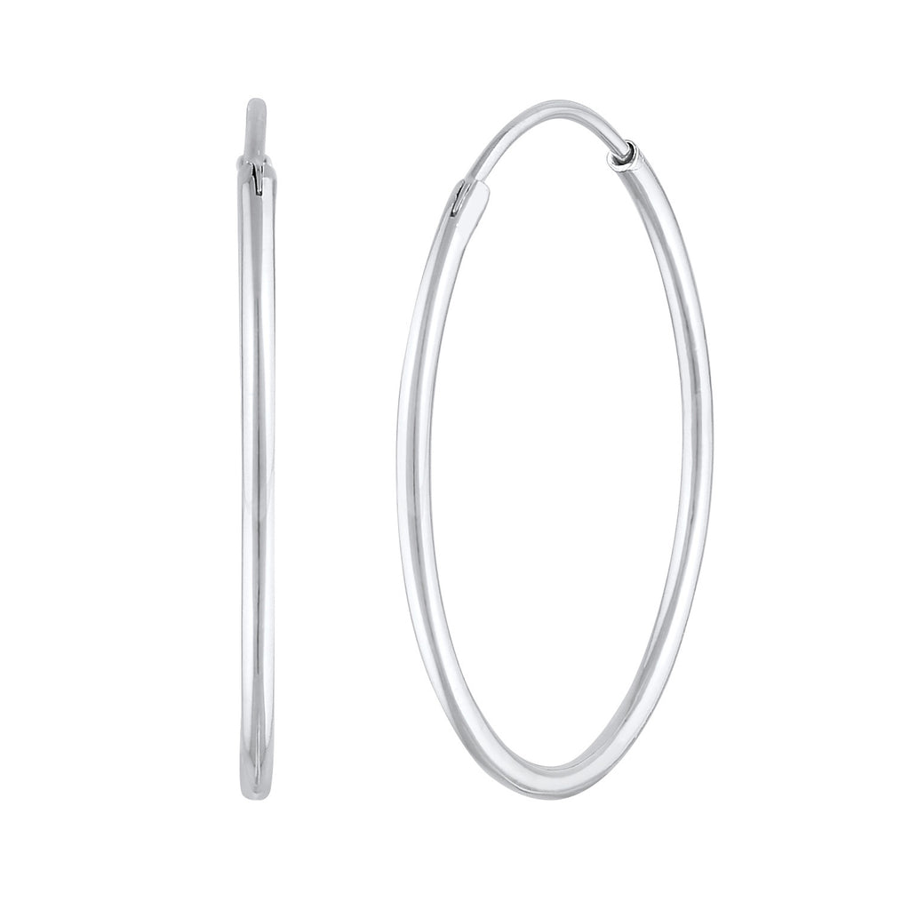 Silver Perhiasan Wanita Perak Asli - Silver Anting Creoles Round Basic Classic