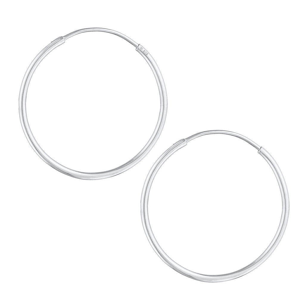 Silver Perhiasan Wanita Perak Asli - Silver Anting Creoles Round Basic Classic
