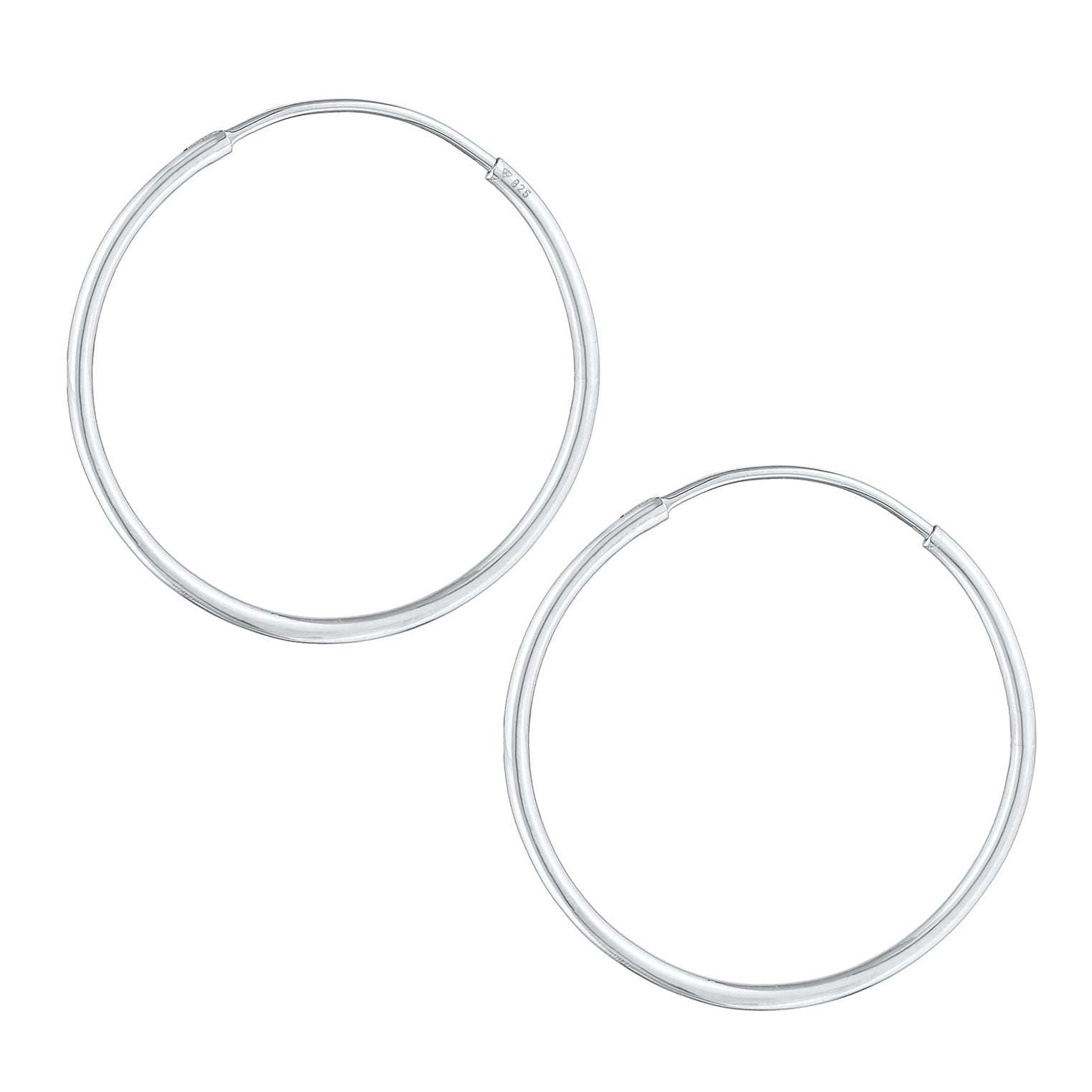 Silver Perhiasan Wanita Perak Asli - Silver Anting Creoles Round Basic Classic