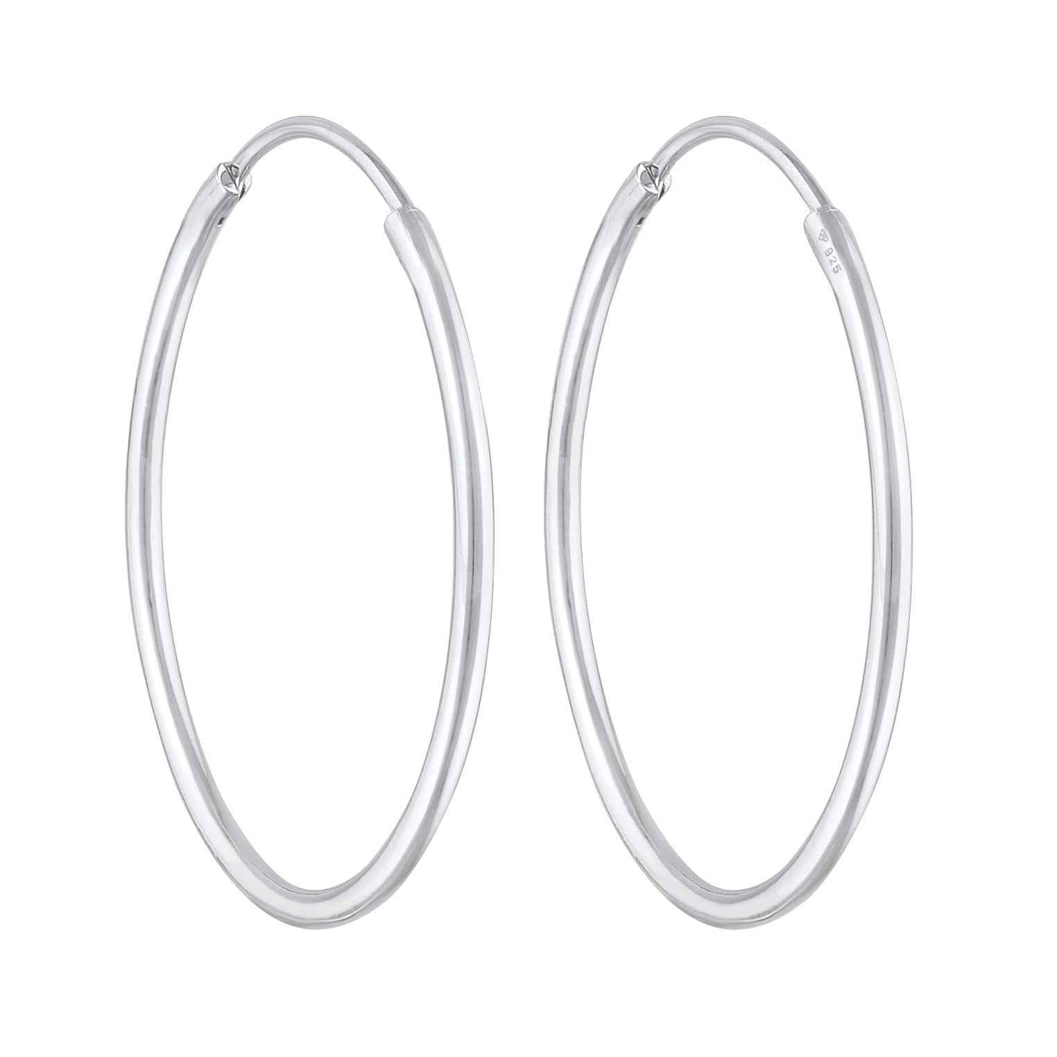 Silver Perhiasan Wanita Perak Asli - Silver Anting Creoles Round Basic Classic