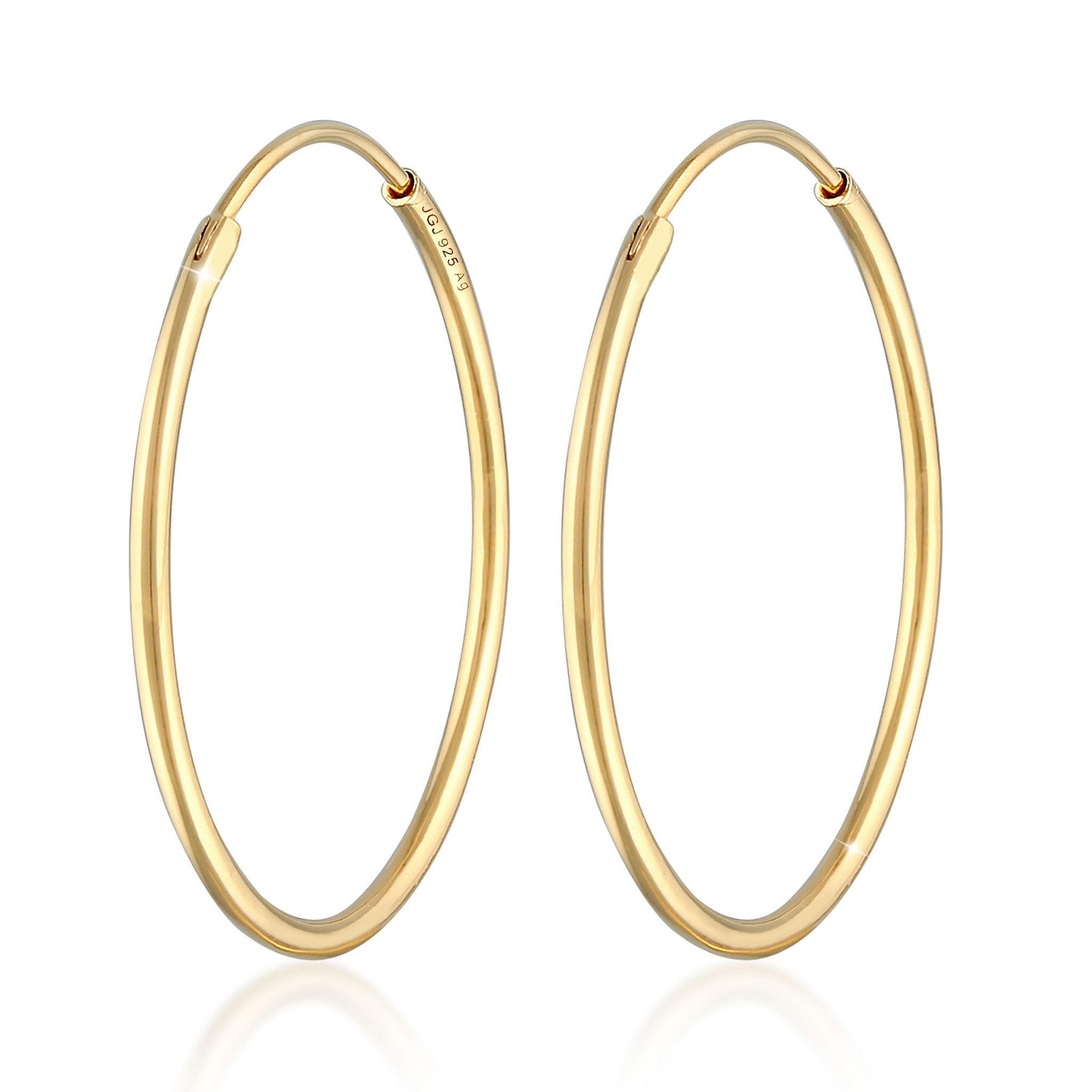 Gold Perhiasan Wanita Perak Asli - Silver Anting Creoles Round Basic Classic Gold Plated