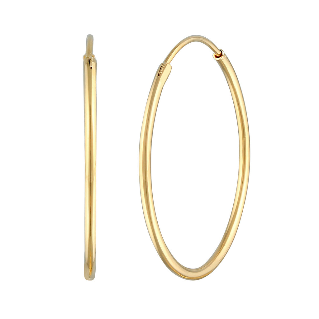Gold Perhiasan Wanita Perak Asli - Silver Anting Creoles Round Basic Classic Gold Plated