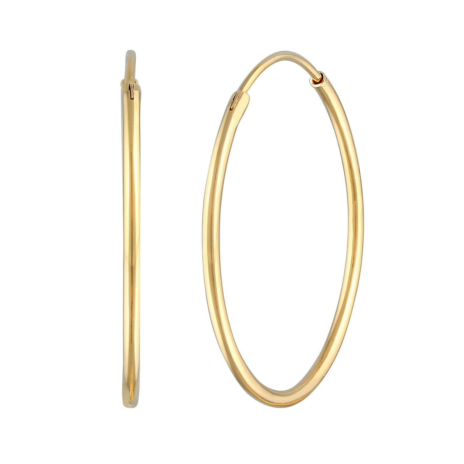 Gold Perhiasan Wanita Perak Asli - Silver Anting Creoles Round Basic Classic Gold Plated