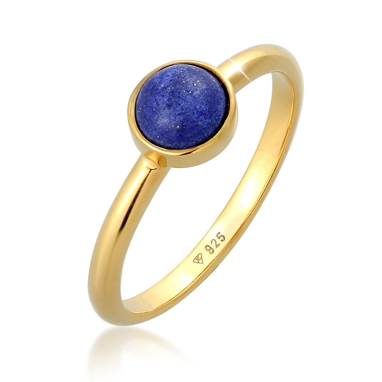 Gold Cincin Perhiasan Perak 925 Wanita Lapis Lazuli Gold Plated