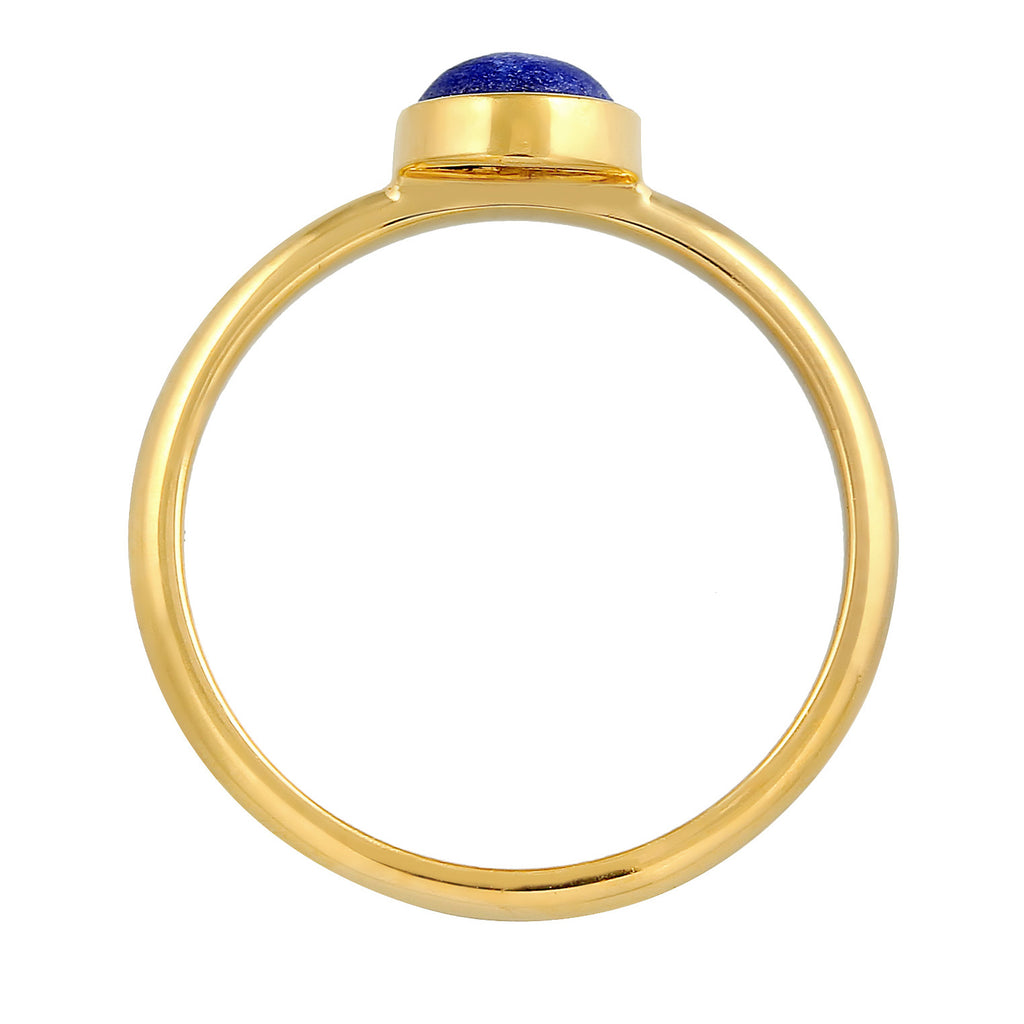 Gold Cincin Perhiasan Perak 925 Wanita Lapis Lazuli Gold Plated