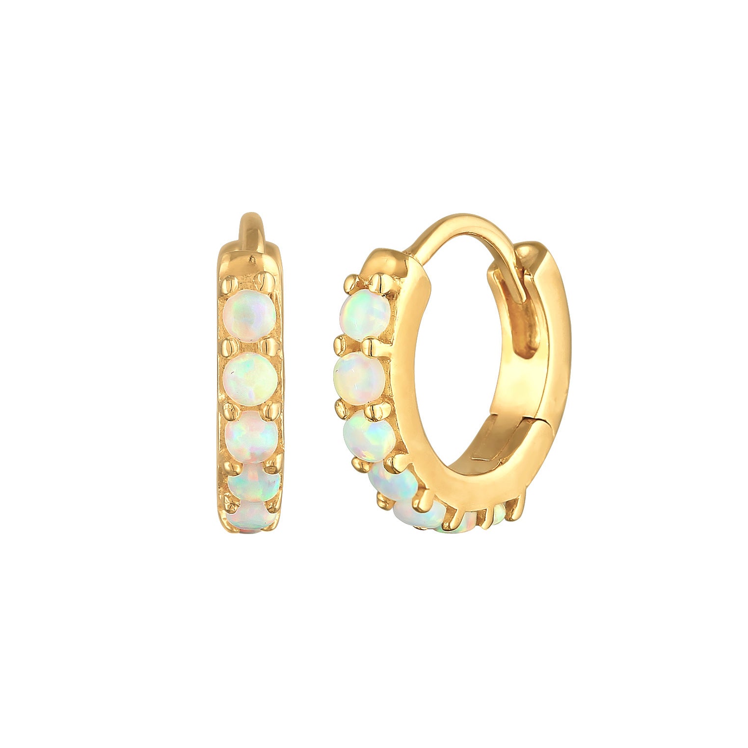 Gold Perhiasan Wanita Perak Asli - Silver Anting Creole Synthetic Opal Gold Plated