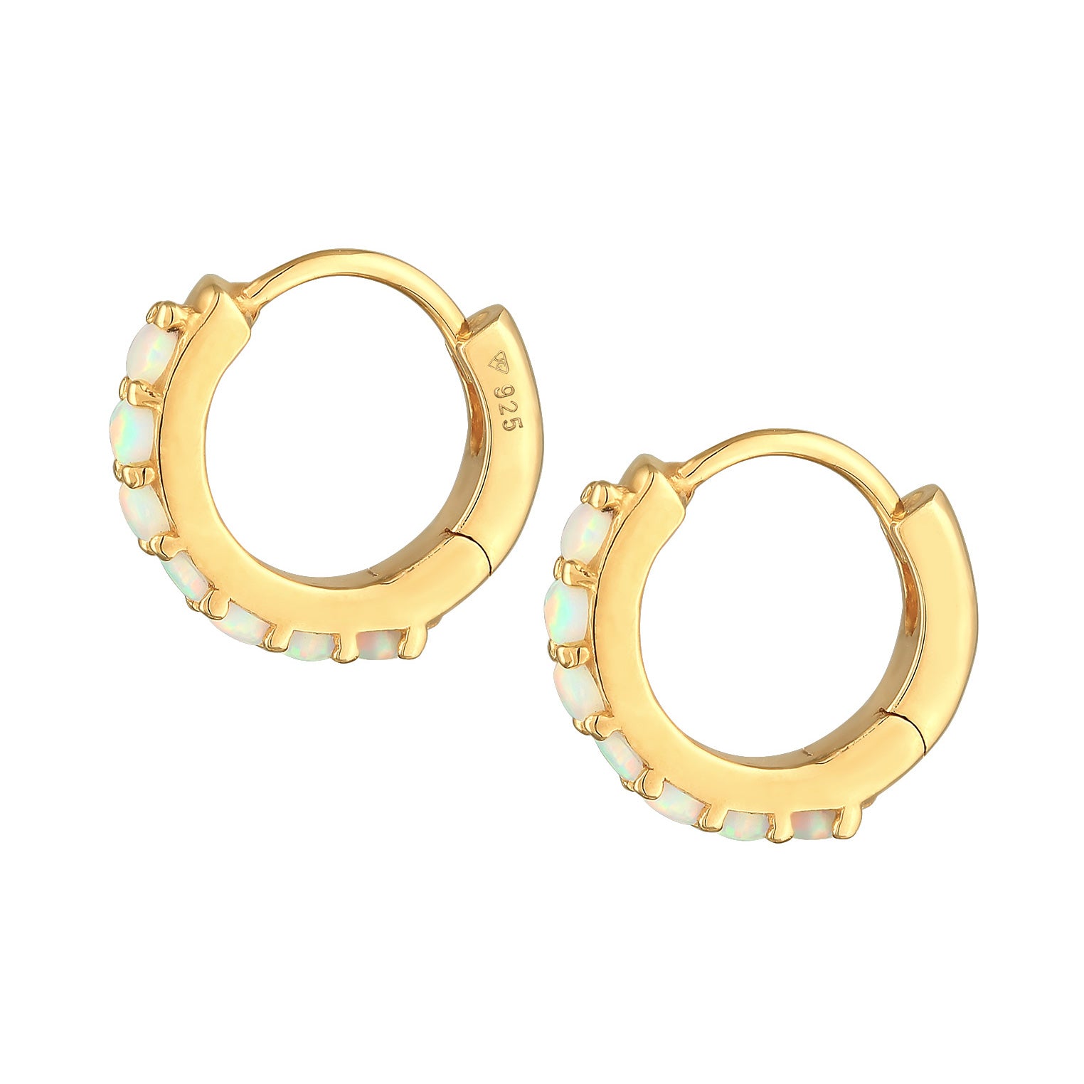 Gold Perhiasan Wanita Perak Asli - Silver Anting Creole Synthetic Opal Gold Plated