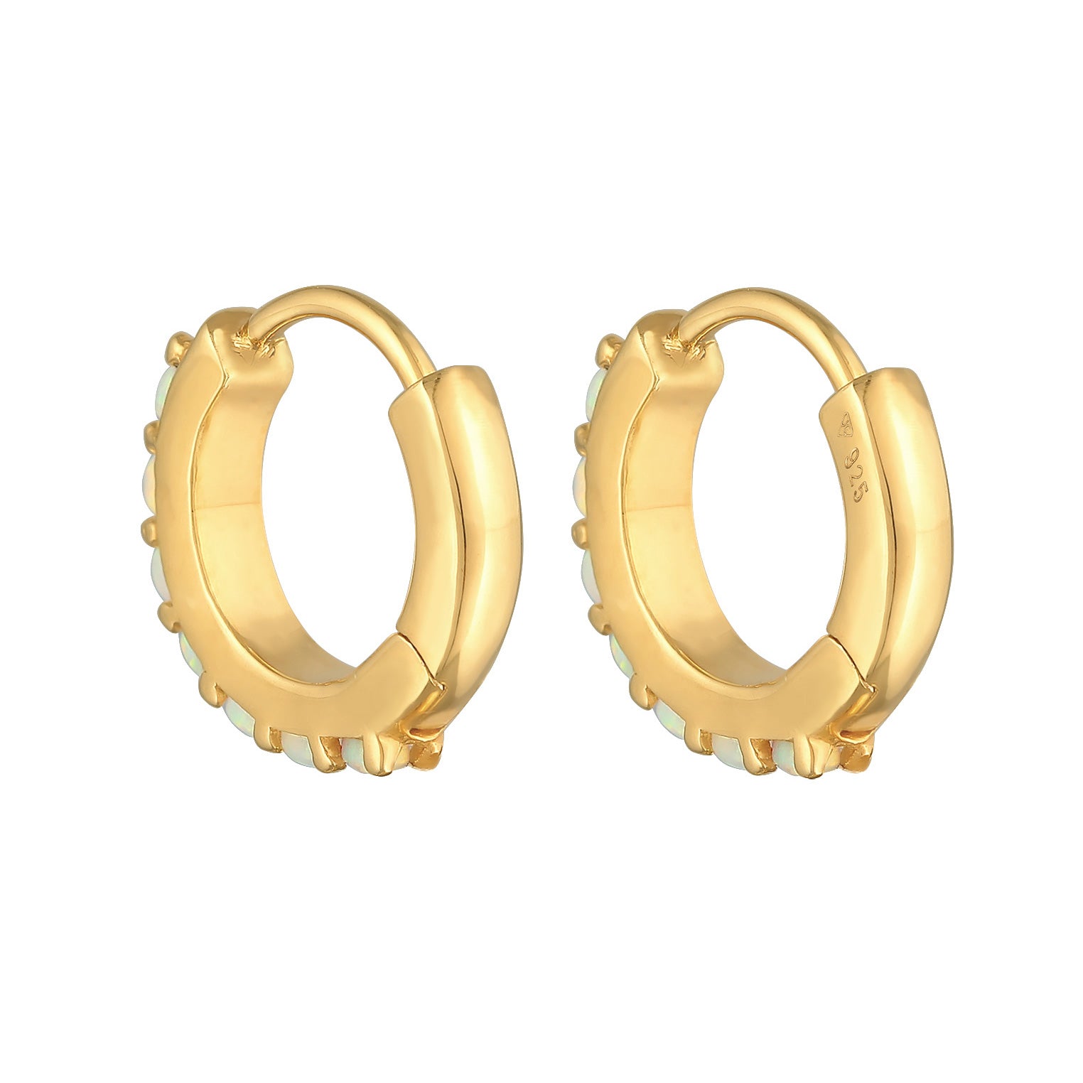 Gold Perhiasan Wanita Perak Asli - Silver Anting Creole Synthetic Opal Gold Plated