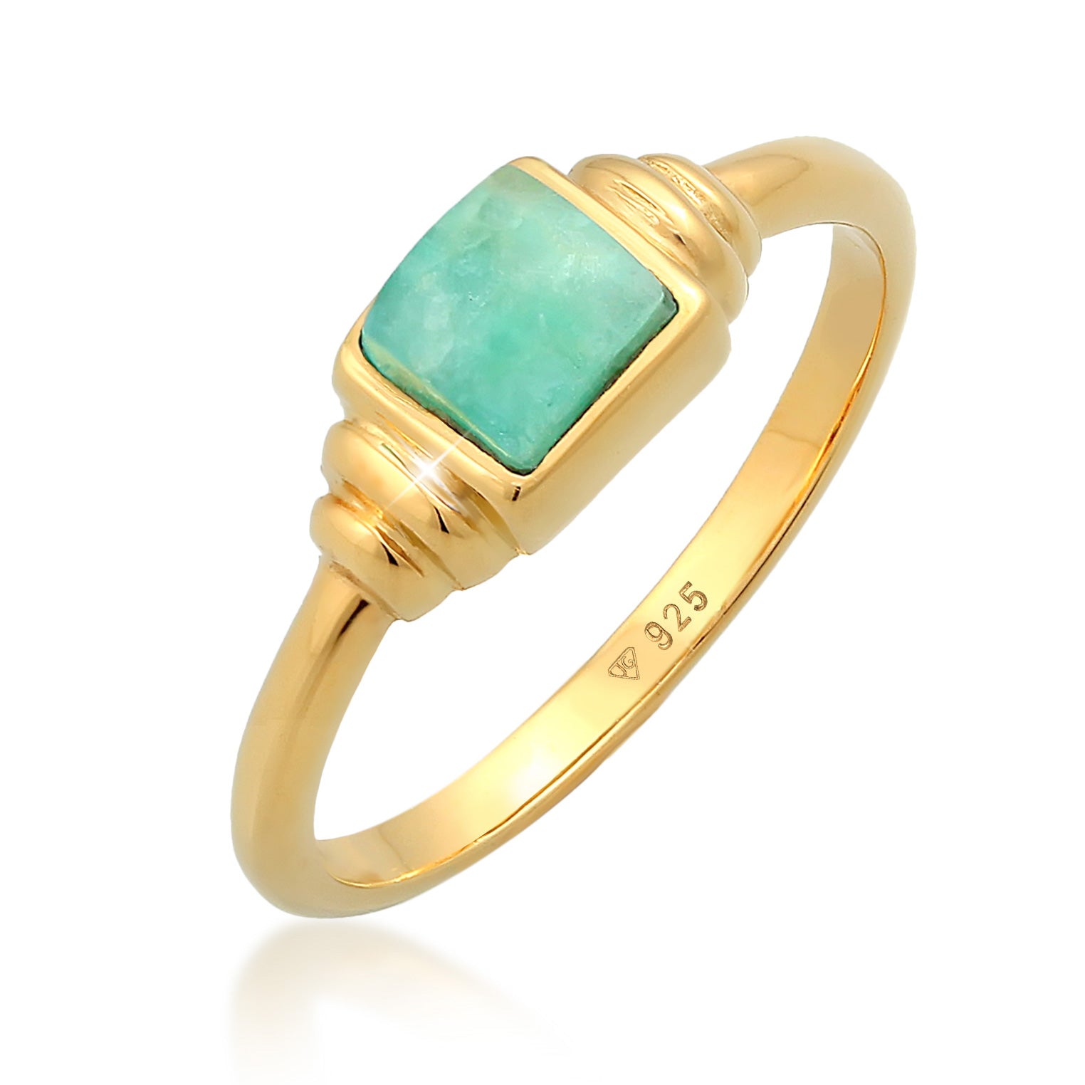 Gold Cincin Perhiasan Perak 925 Wanita Amazonite Gold Plated