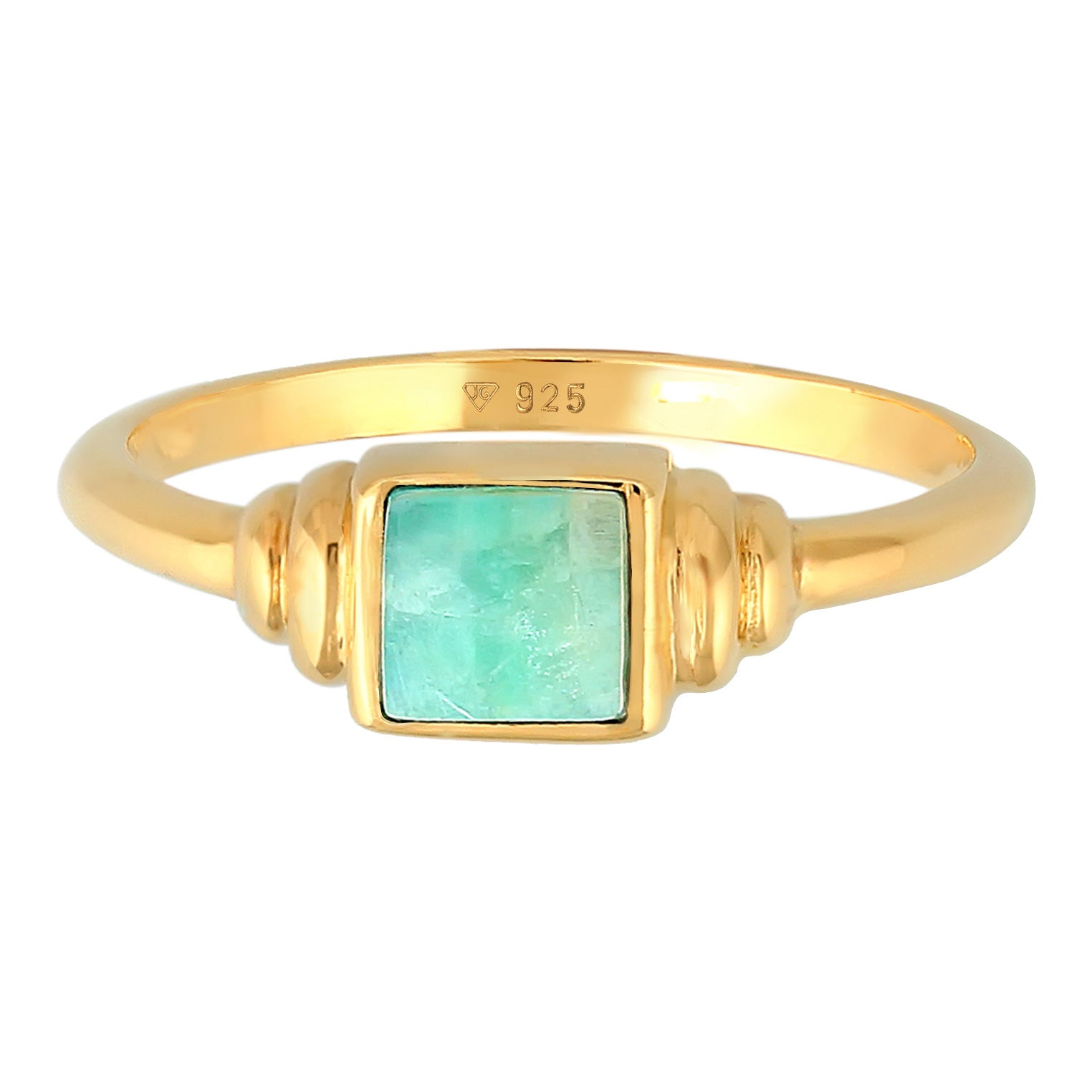 Gold Cincin Perhiasan Perak 925 Wanita Amazonite Gold Plated