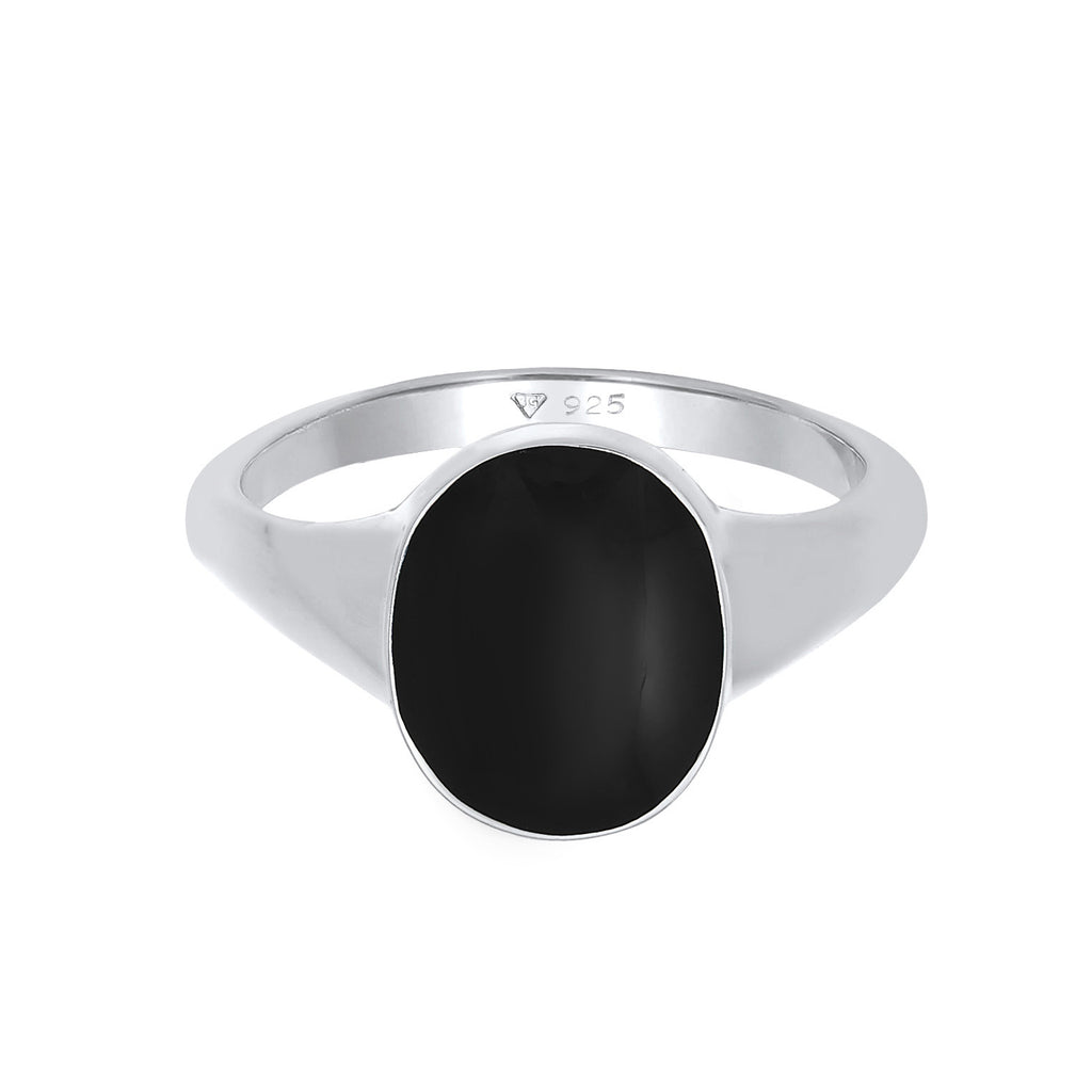 Black Perhiasan Wanita Perak Asli - Silver Cincin Enamel