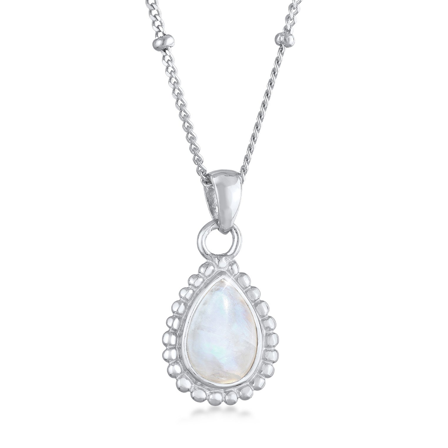 Silver Perhiasan Wanita Perak Asli - Silver Kalung  Drop Moonstone