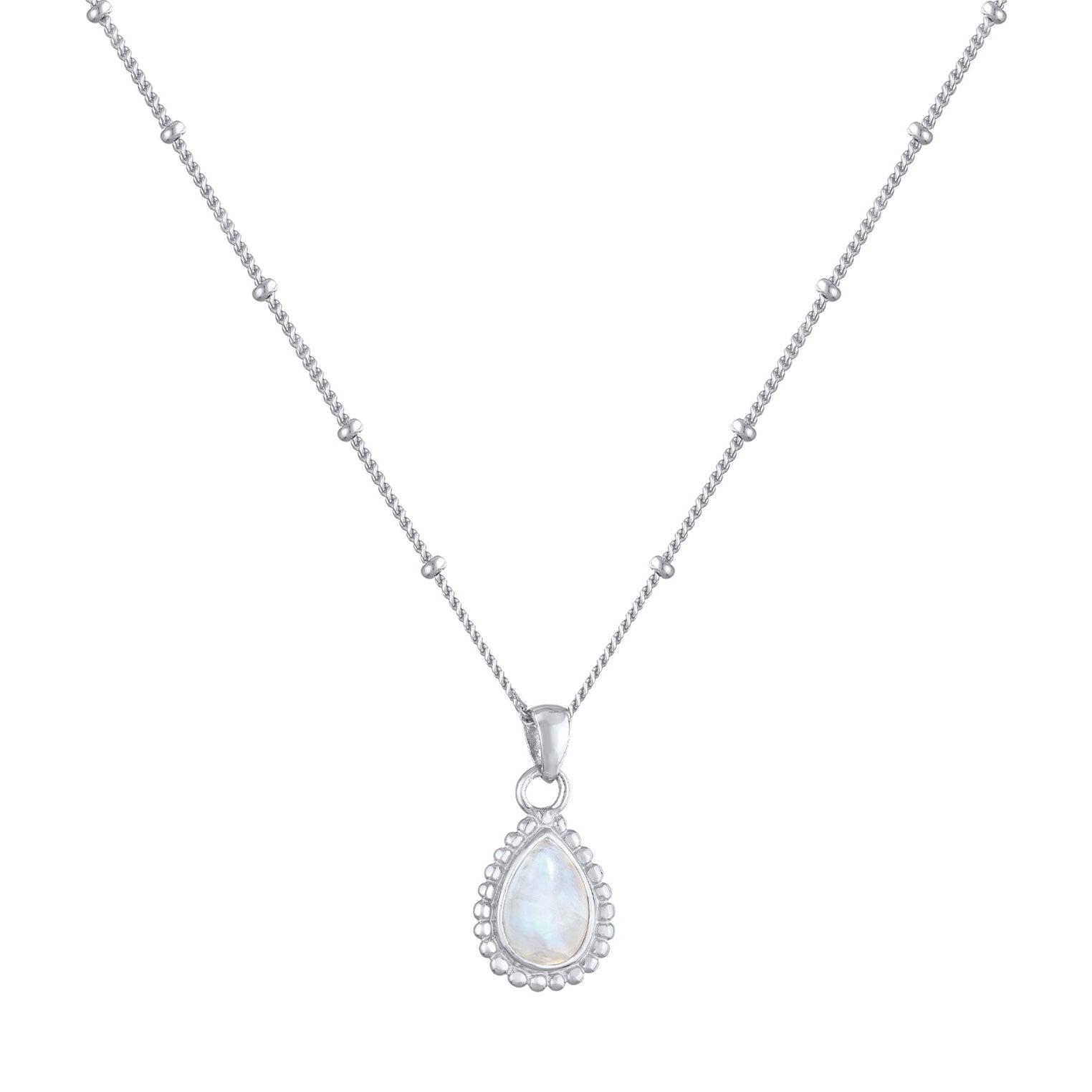 Silver Perhiasan Wanita Perak Asli - Silver Kalung  Drop Moonstone