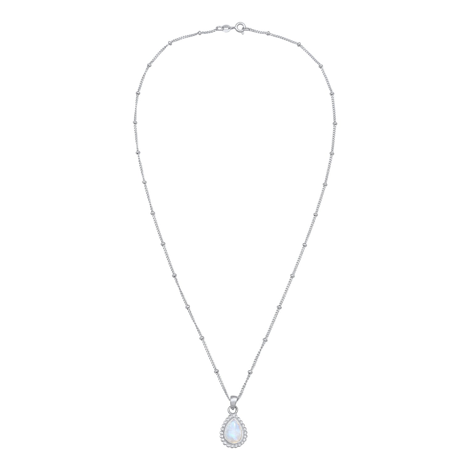 Silver Perhiasan Wanita Perak Asli - Silver Kalung  Drop Moonstone