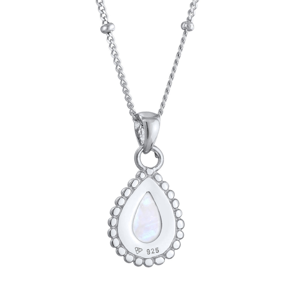 Silver Perhiasan Wanita Perak Asli - Silver Kalung  Drop Moonstone