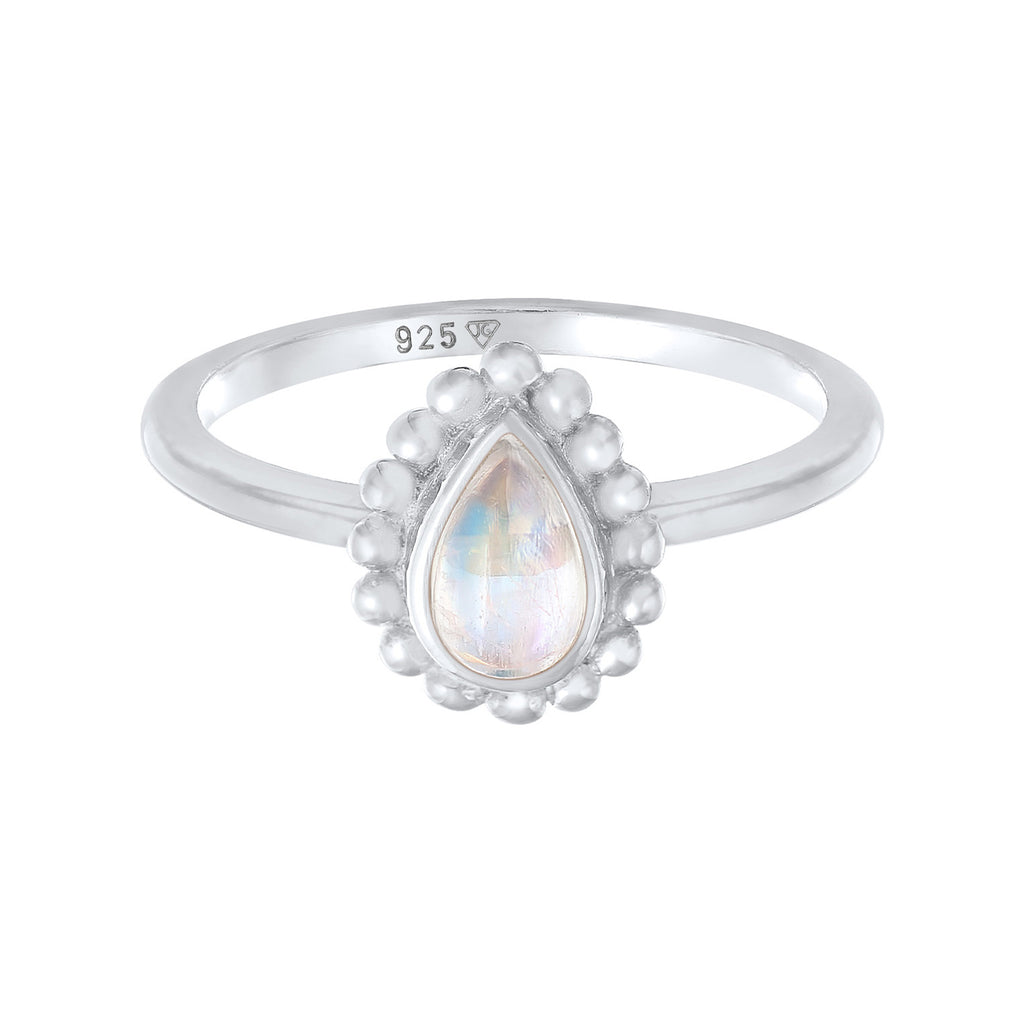 Silver Cincin Perhiasan Perak 925 Wanita Drop Moonstone