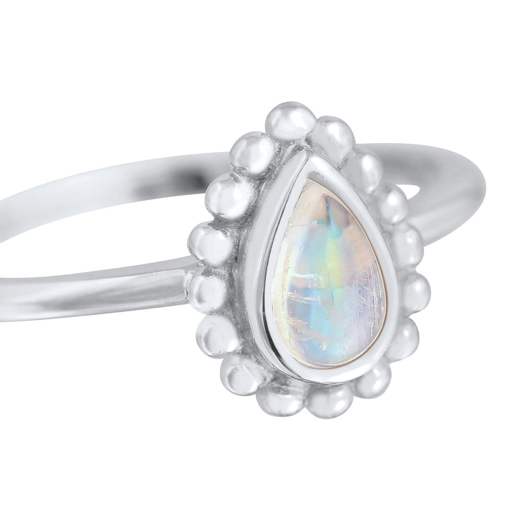 Silver Cincin Perhiasan Perak 925 Wanita Drop Moonstone