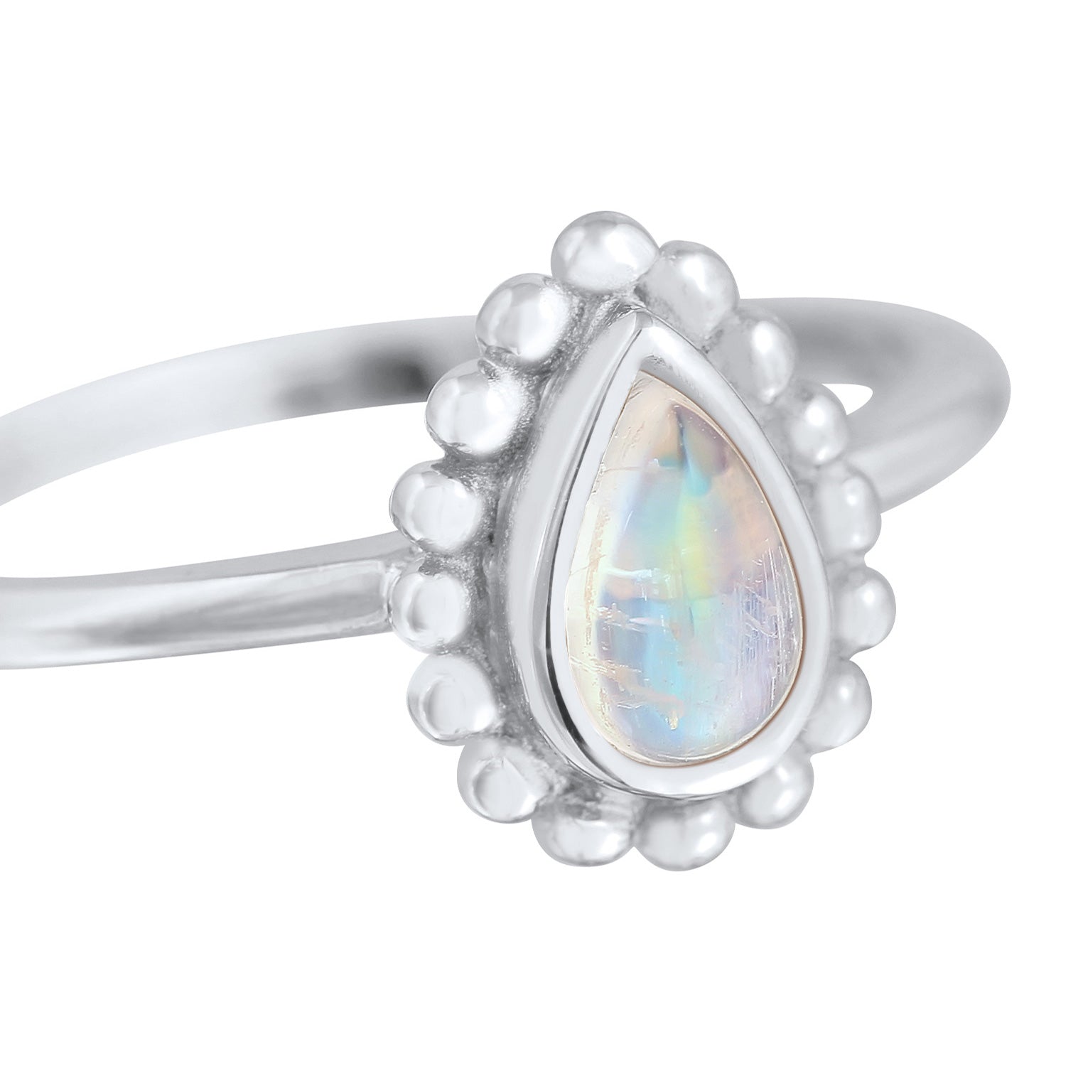 Silver Cincin Perhiasan Perak 925 Wanita Drop Moonstone