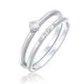 Silver Cincin Perhiasan Perak 925 Wanita Stack Ring Set Solitaire with Zirconia