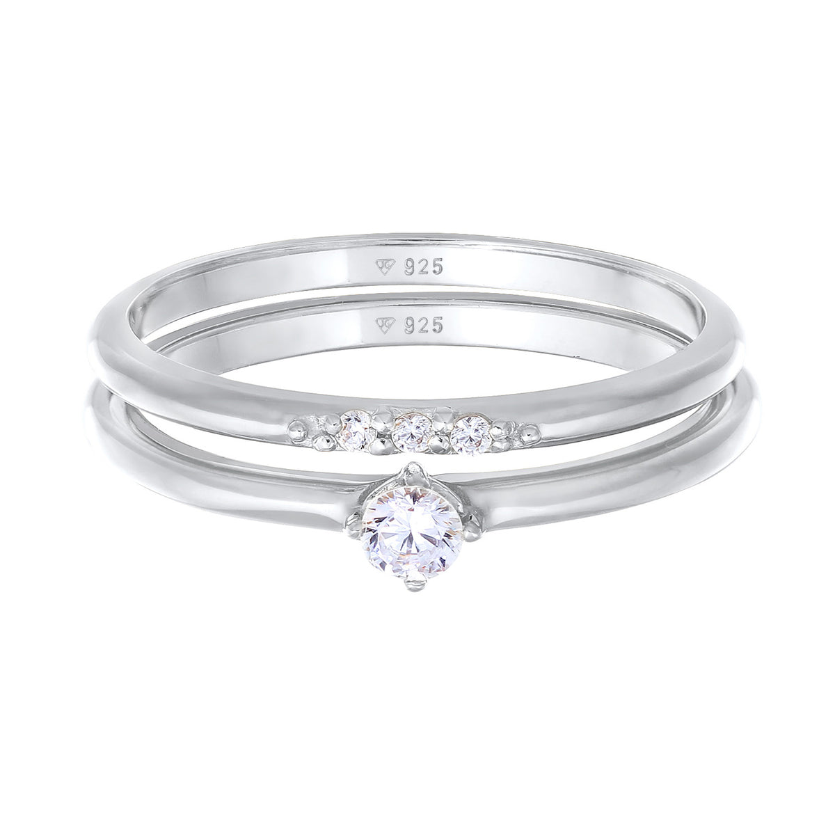 Solitaire Zirconia Ring Set 925 Silver