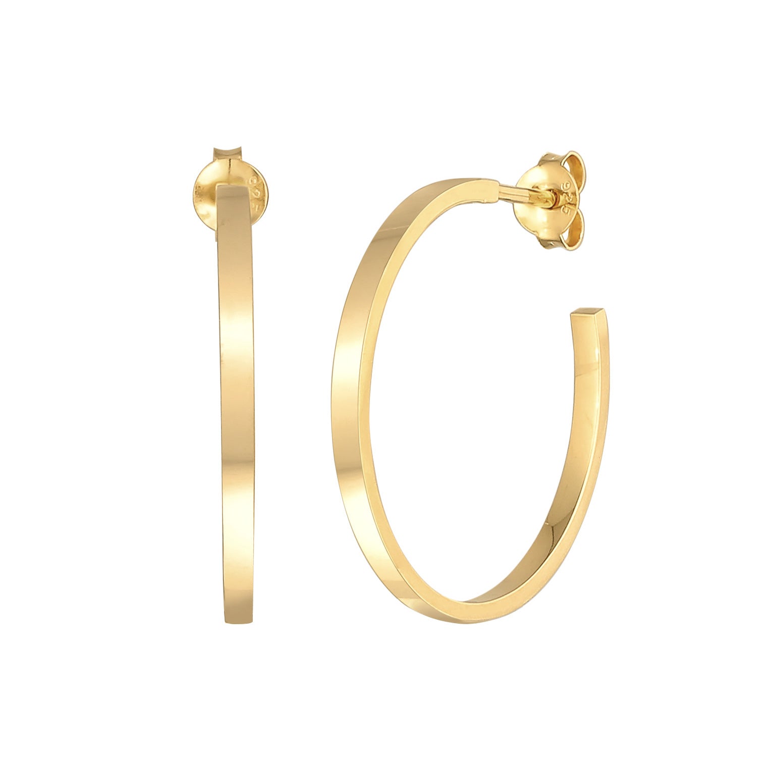 Gold Perhiasan Wanita Perak Asli - Silver Anting Creoles Basic Classic Gold Plated