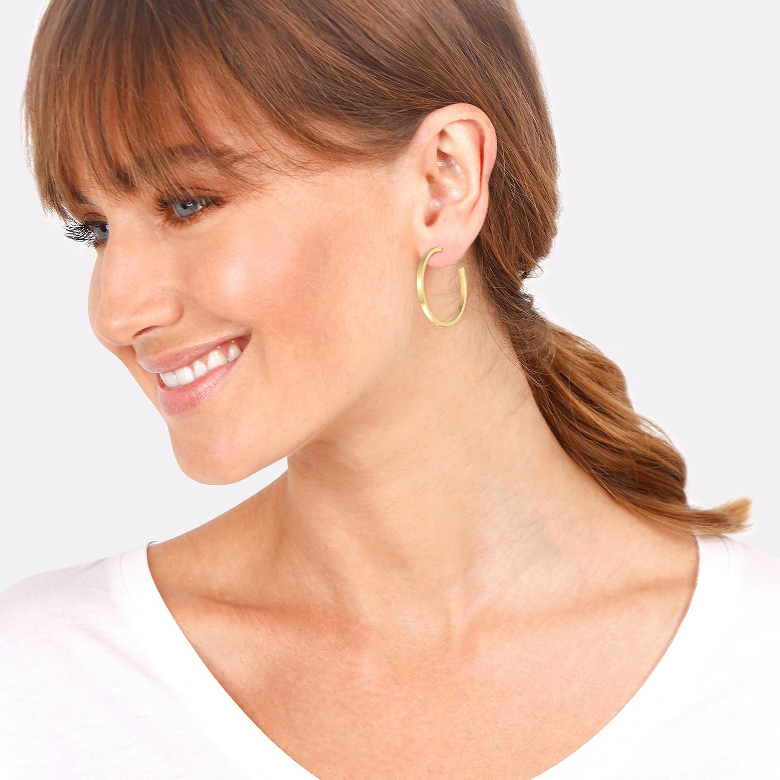 Gold Perhiasan Wanita Perak Asli - Silver Anting Creoles Basic Classic Gold Plated