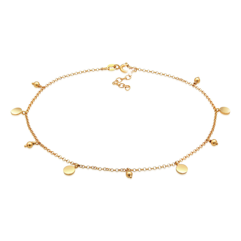 Gold Perhiasan Wanita Perak Asli - Silver Gelang Kaki Plate Boho Style Gold Plated