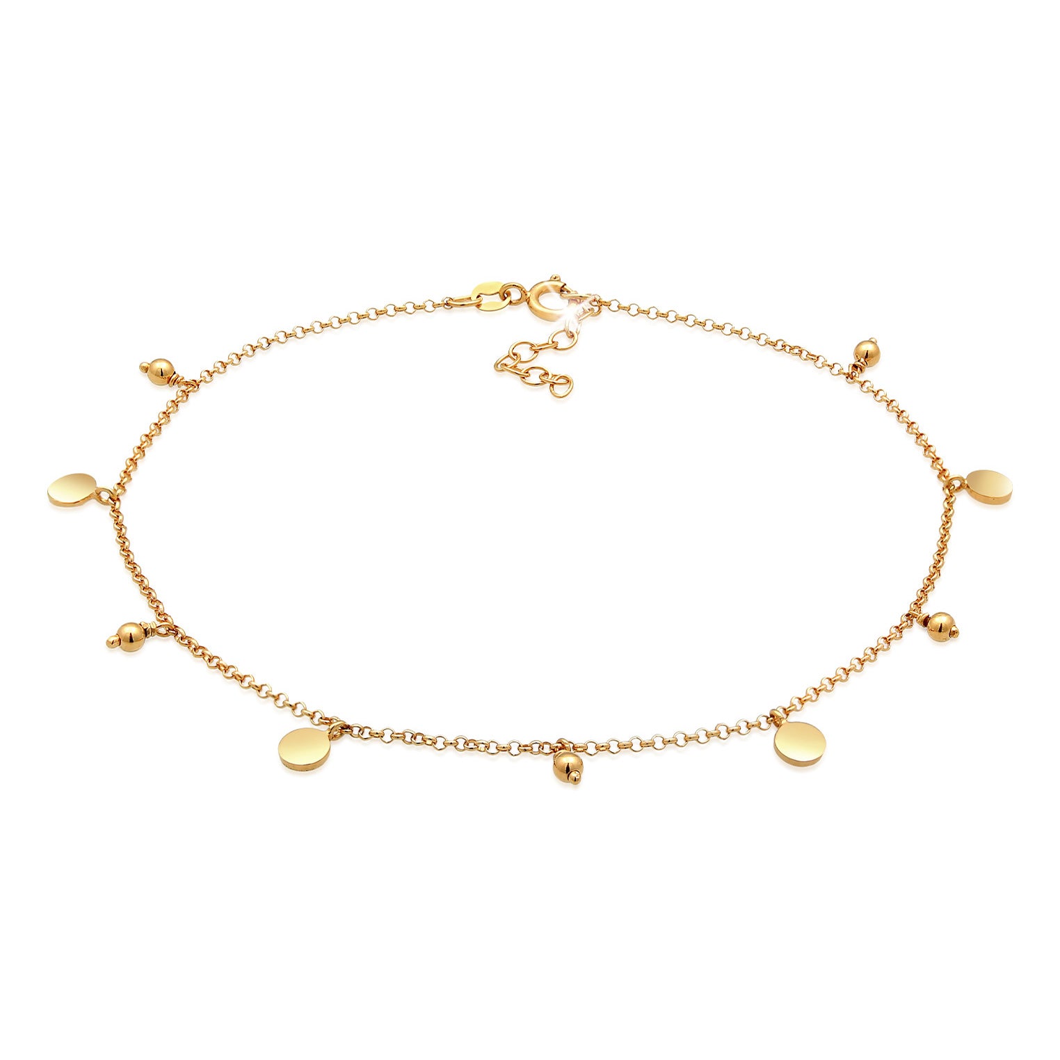 Gold Perhiasan Wanita Perak Asli - Silver Gelang Kaki Plate Boho Style Gold Plated