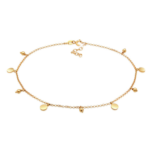 Gelang kaki perak 925 lapis emas dengan boho style elegan Elli Jewelry