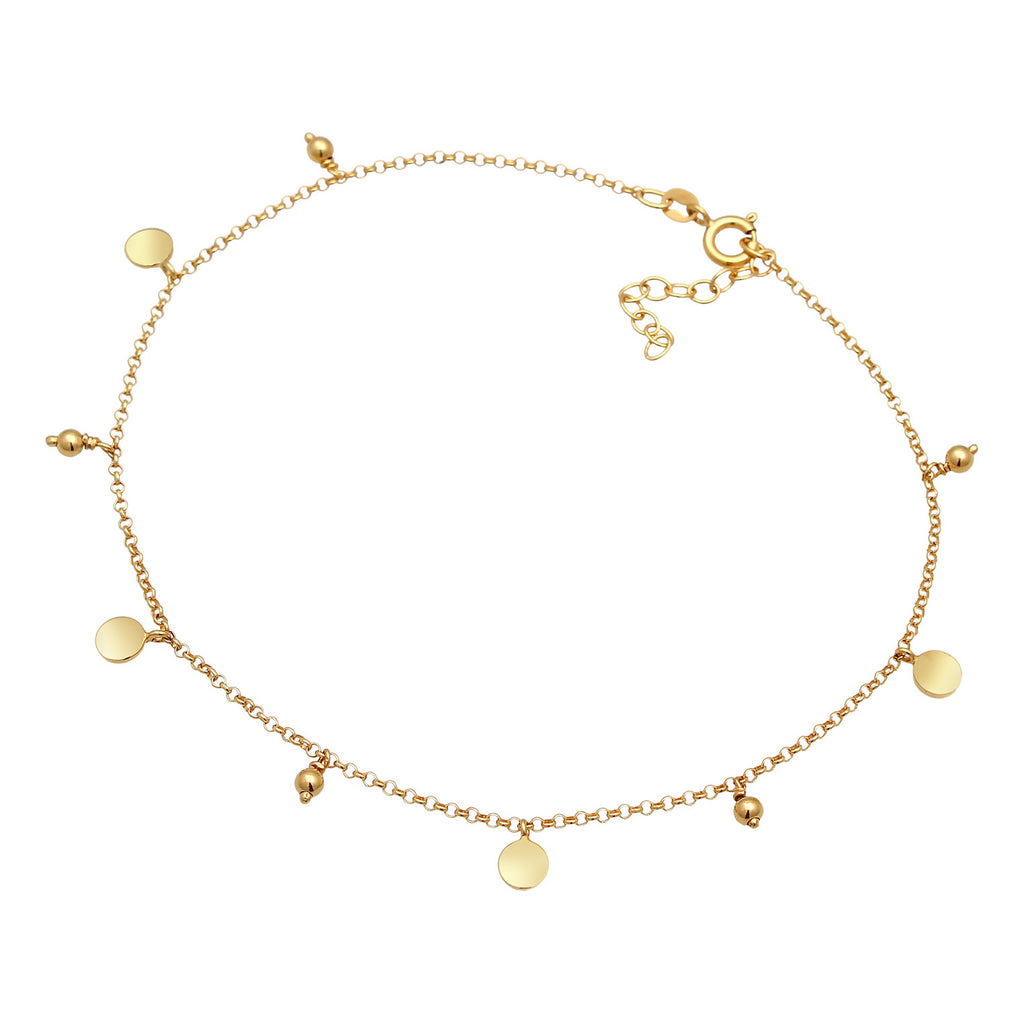 Gold Perhiasan Wanita Perak Asli - Silver Gelang Kaki Plate Boho Style Gold Plated