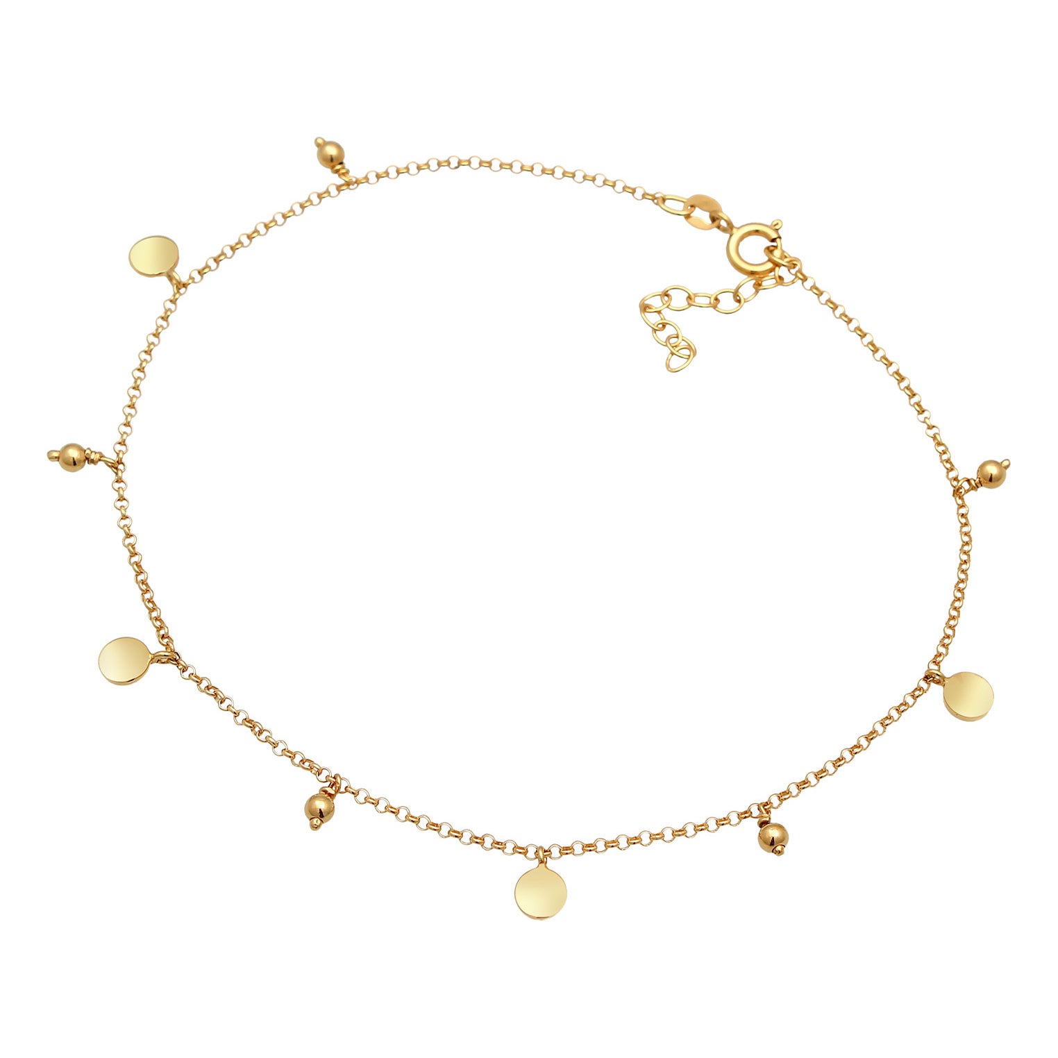 Gold Perhiasan Wanita Perak Asli - Silver Gelang Kaki Plate Boho Style Gold Plated