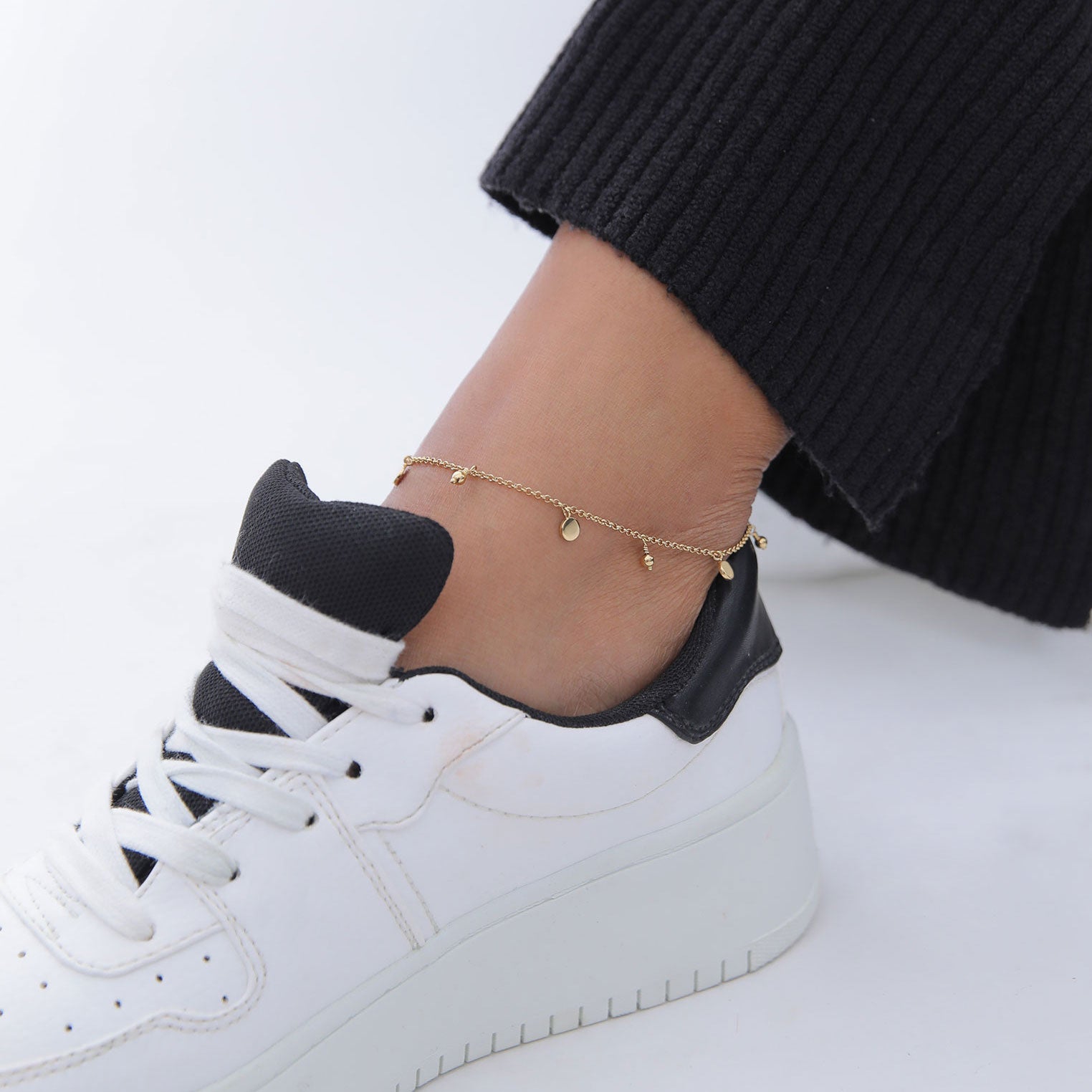 Gold Perhiasan Wanita Perak Asli - Silver Gelang Kaki Plate Boho Style Gold Plated