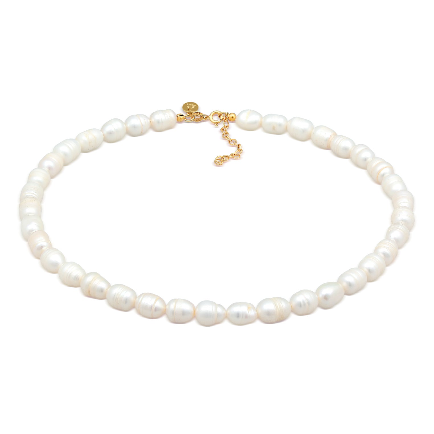 Gold Perhiasan Wanita Perak Asli - Silver Kalung  Chocker Baroque Freshwater Cultured Pearls