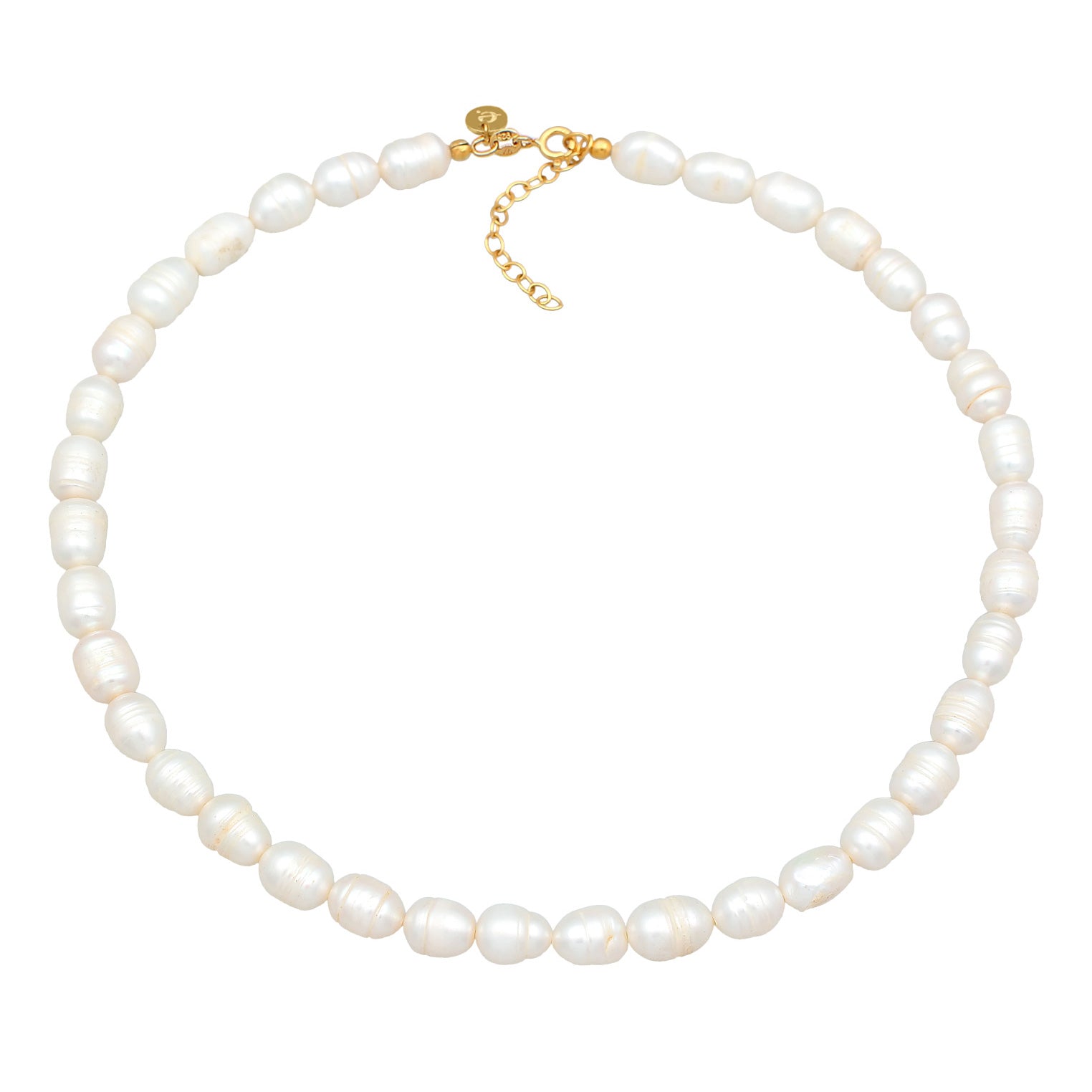 Gold Perhiasan Wanita Perak Asli - Silver Kalung  Chocker Baroque Freshwater Cultured Pearls